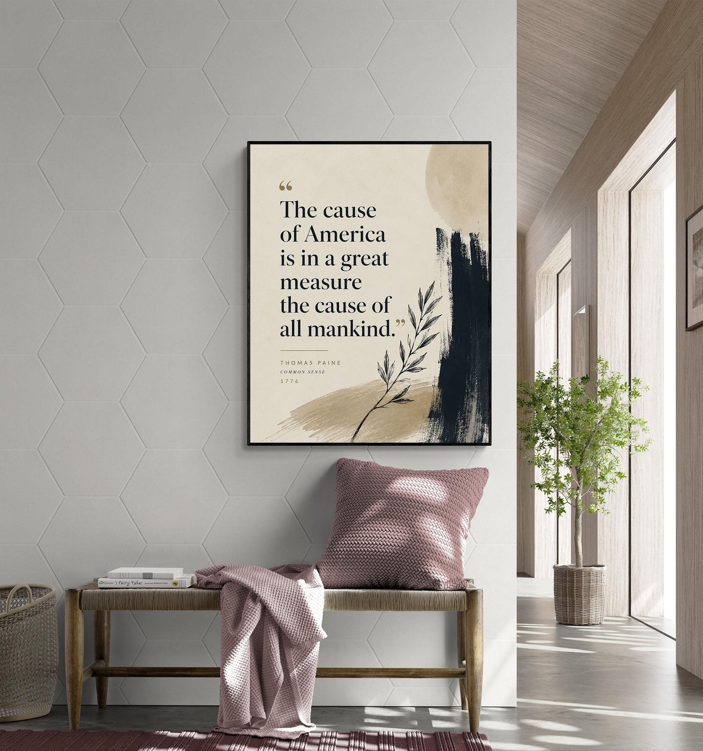 Thomas Paine Quote Wall Art Print, Common Sense Literary Home Decor, Patriotic History Quote Poster, American Heritage, Freedom Gift