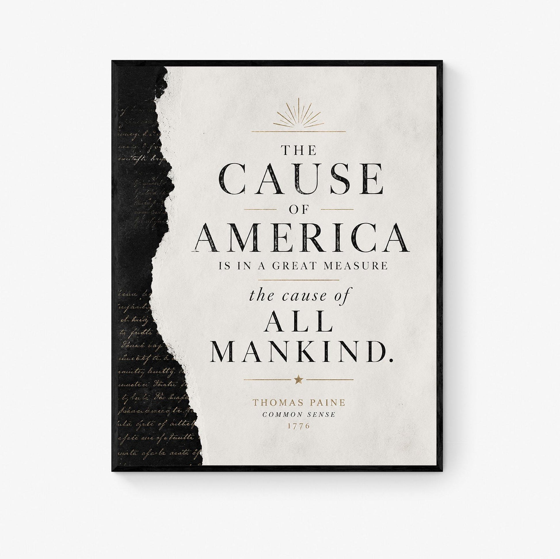 Thomas Paine Common Sense Quote Wall Art Print, Cause of America, Minimalist Patriotic Decor, American History Typography, Freedom Poster