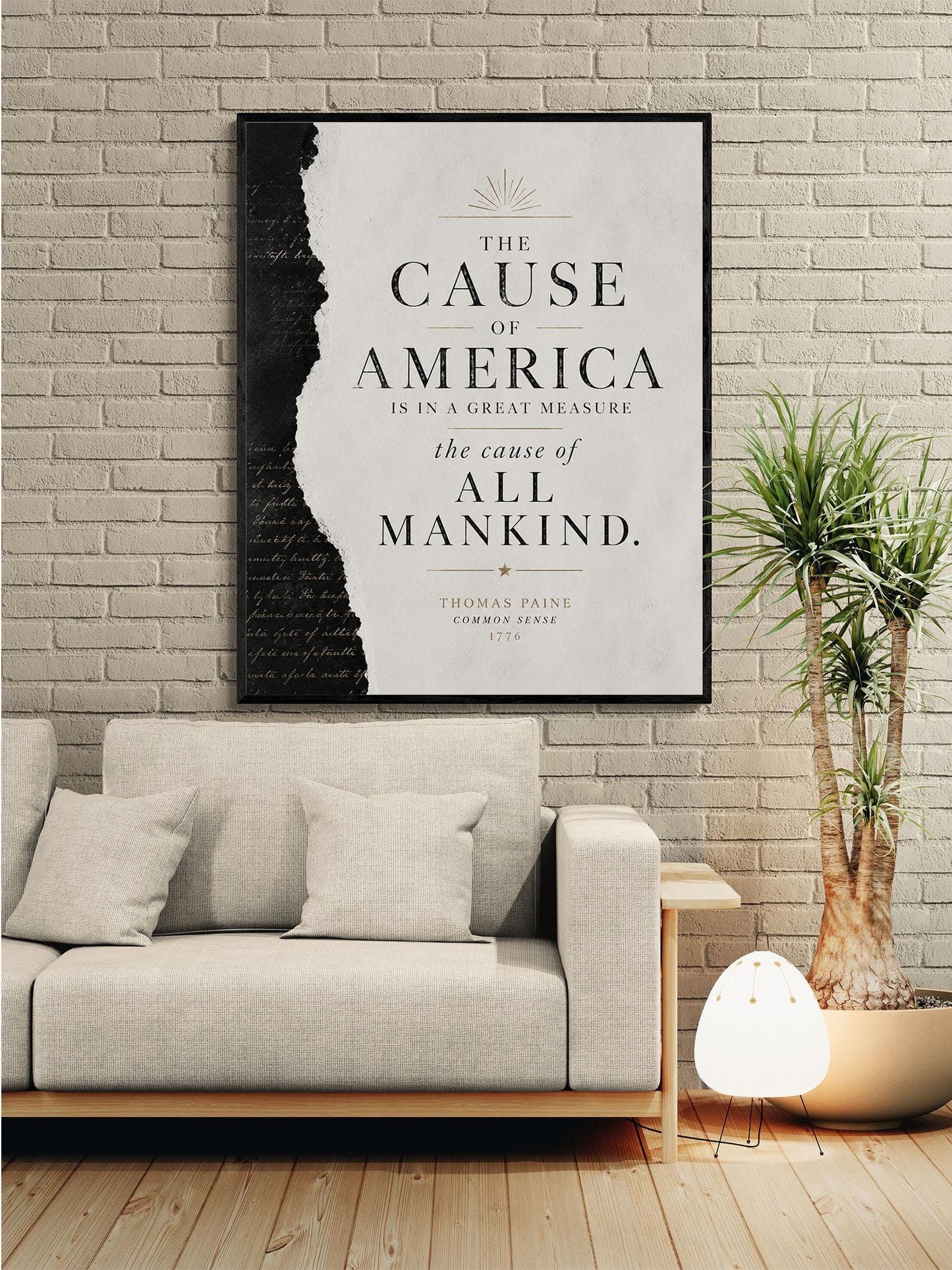 Thomas Paine Common Sense Quote Wall Art Print, Cause of America, Minimalist Patriotic Decor, American History Typography, Freedom Poster