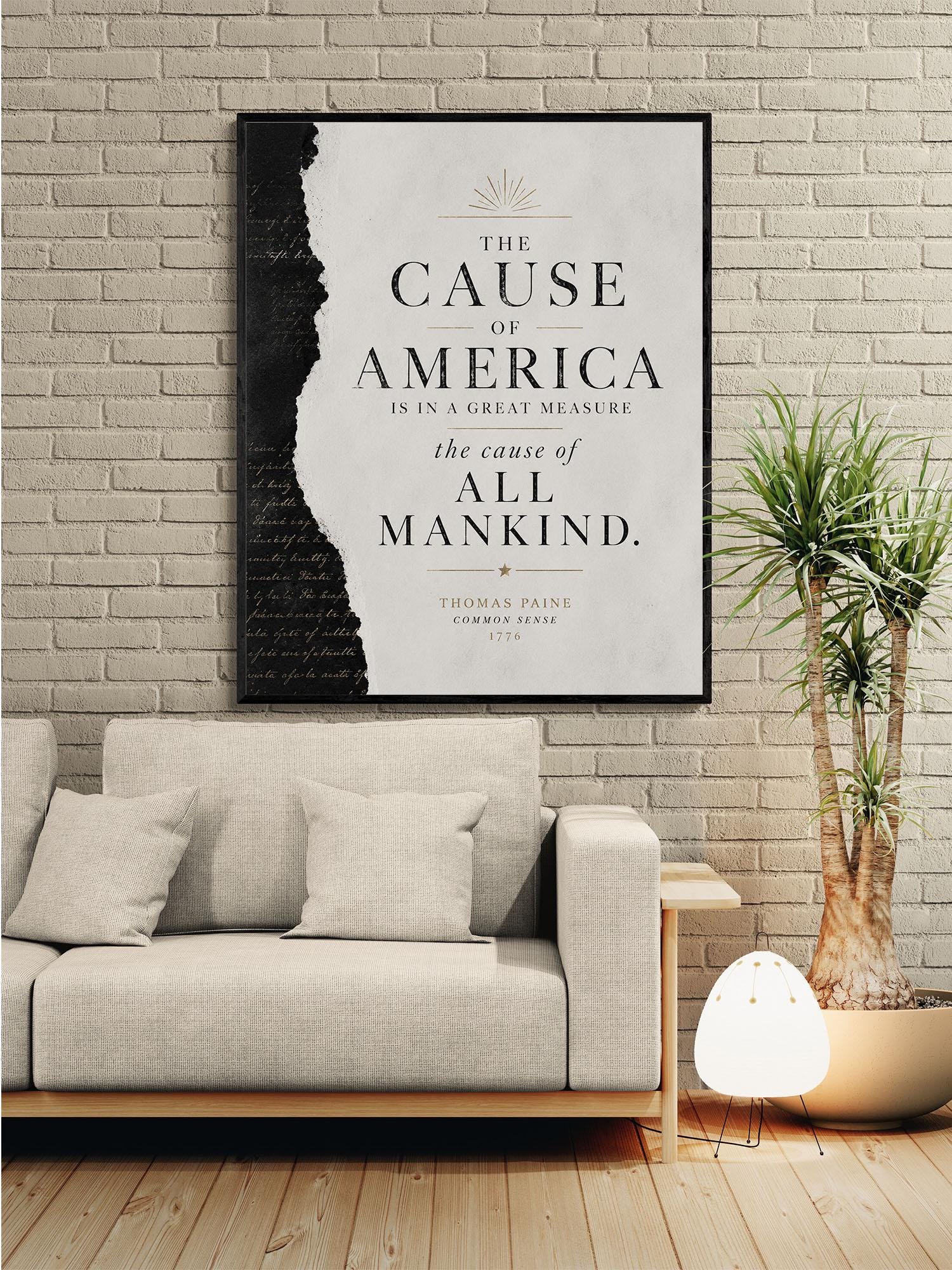 Thomas Paine Common Sense Quote Wall Art Print, Cause of America, Minimalist Patriotic Decor, American History Typography, Freedom Poster