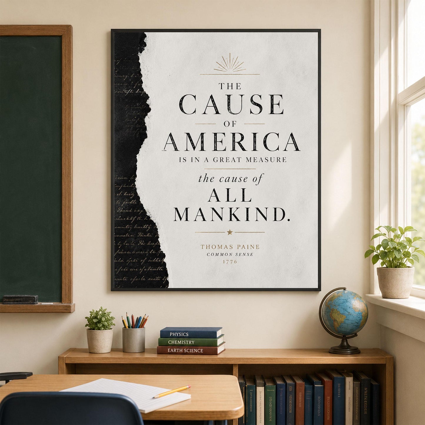 Thomas Paine Common Sense Quote Wall Art Print, Cause of America, Minimalist Patriotic Decor, American History Typography, Freedom Poster