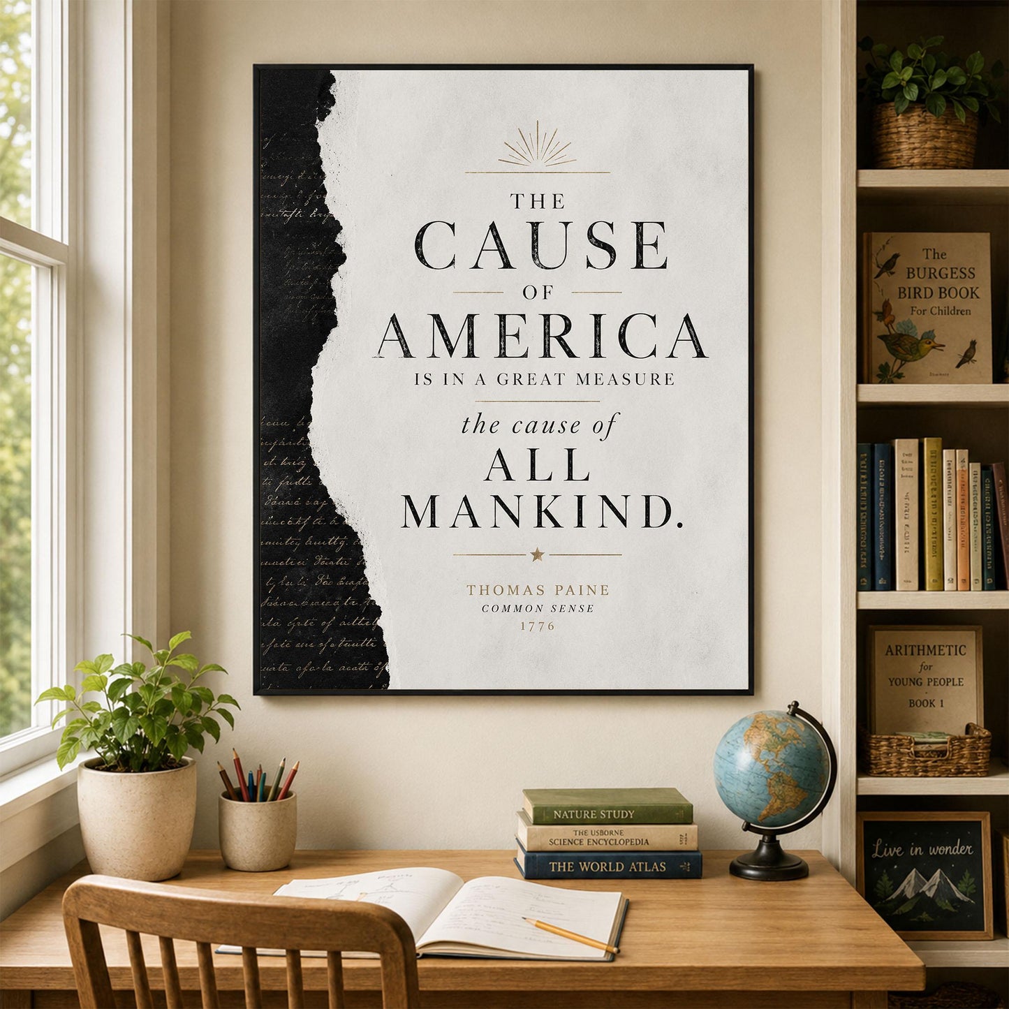 Thomas Paine Common Sense Quote Wall Art Print, Cause of America, Minimalist Patriotic Decor, American History Typography, Freedom Poster