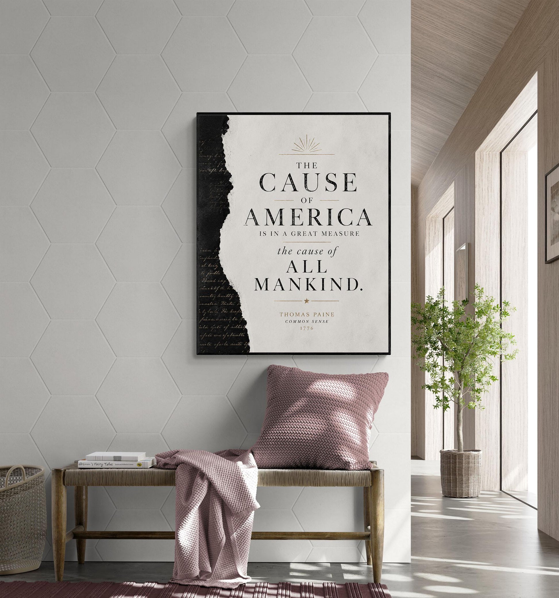 Thomas Paine Common Sense Quote Wall Art Print, Cause of America, Minimalist Patriotic Decor, American History Typography, Freedom Poster