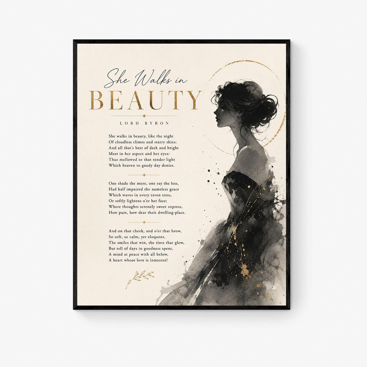 She Walks in Beauty Art Print | Lord Byron Poetry Print | Minimalist Literary Wall Art | Romantic Book Lover Gift