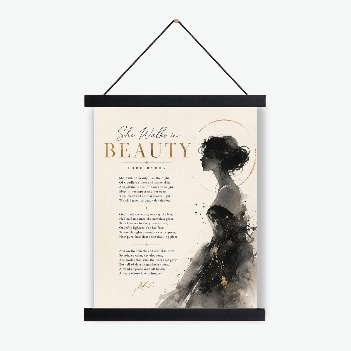 She Walks in Beauty Art Print | Lord Byron Poetry Print | Minimalist Literary Wall Art | Romantic Book Lover Gift
