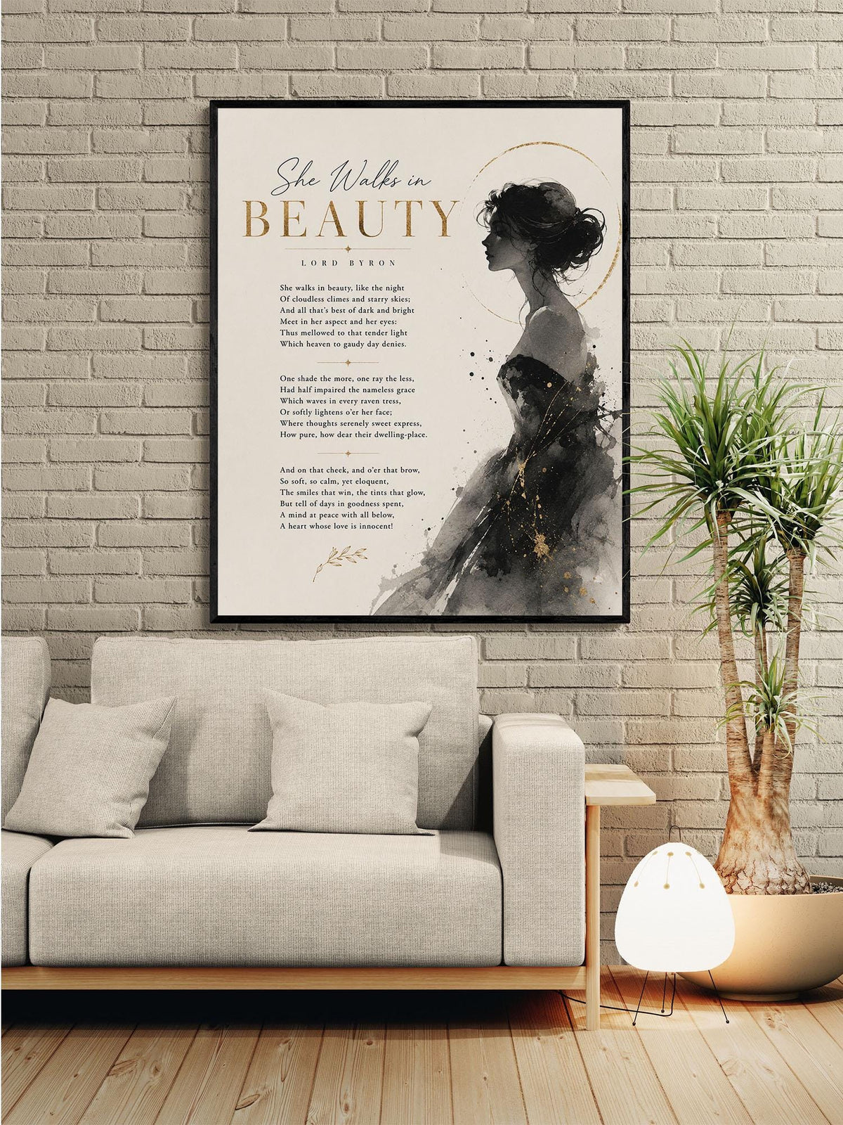 She Walks in Beauty Art Print | Lord Byron Poetry Print | Minimalist Literary Wall Art | Romantic Book Lover Gift