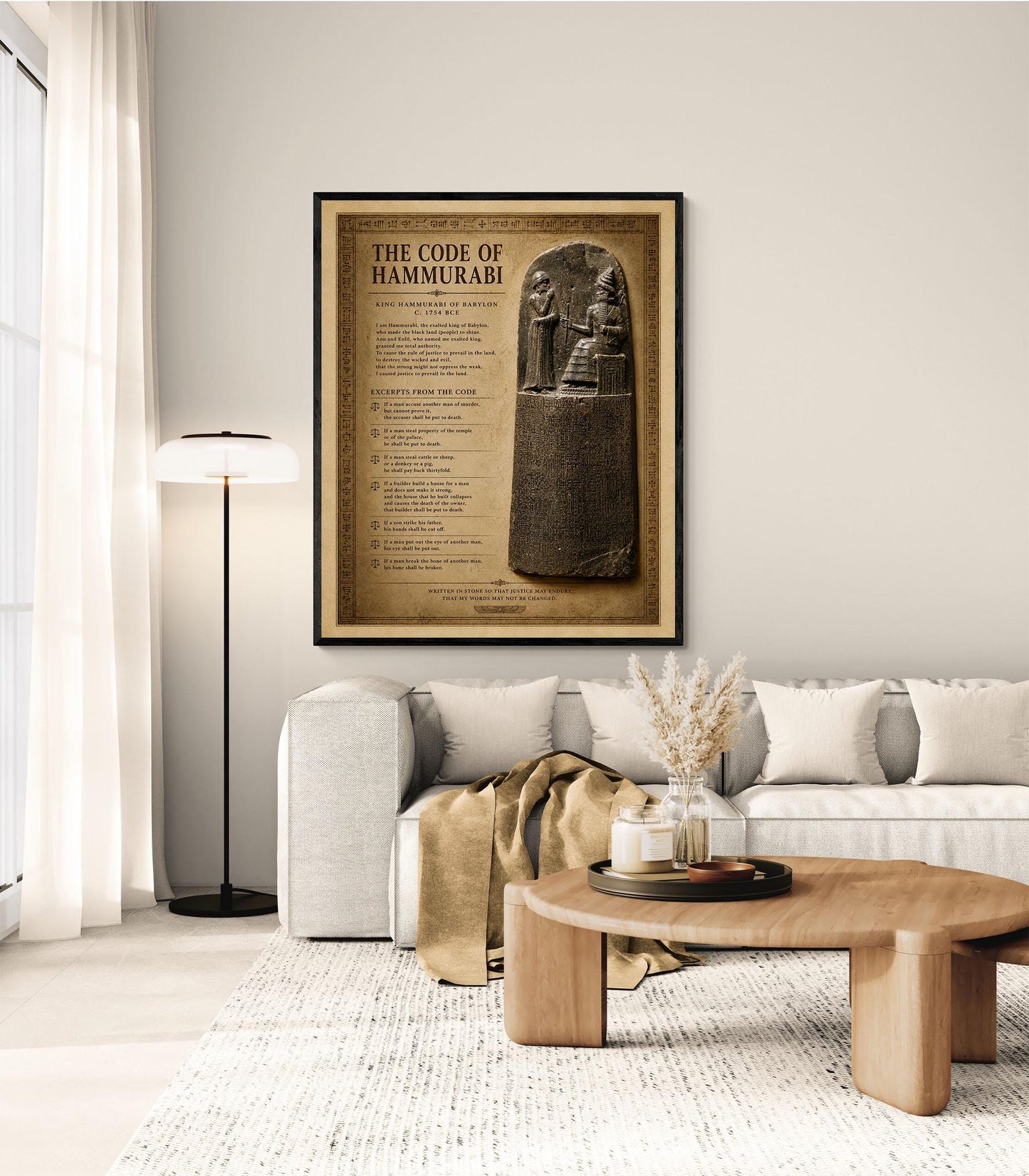 Code of Hammurabi Wall Art Print | Ancient Mesopotamia | Babylonian Law | Social Studies Classroom | History Teacher | Home Decor Artwork