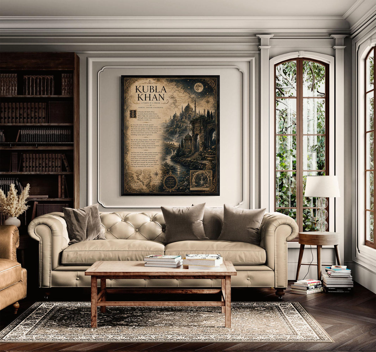 Kubla Khan Art Print | Samuel Taylor Coleridge Poem | Dark Academia Literary Wall Art | Gothic Library Decor