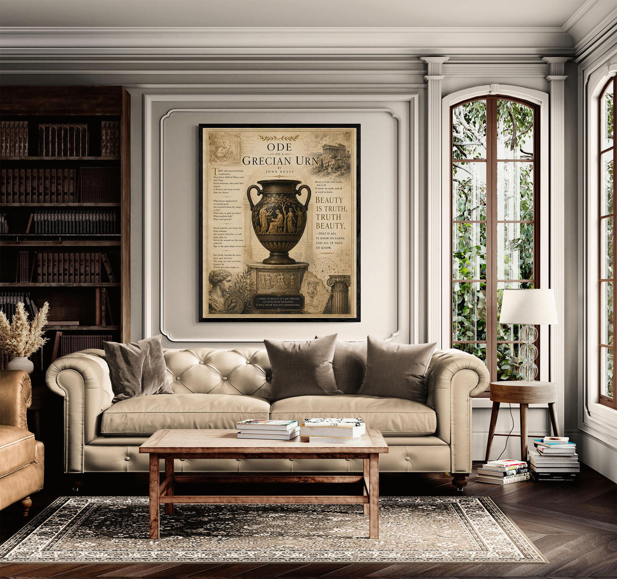 Ode on a Grecian Urn Print by John Keats | Classical Literature Wall Art | Greek Vase Poetry Decor | Dark Academia Gift
