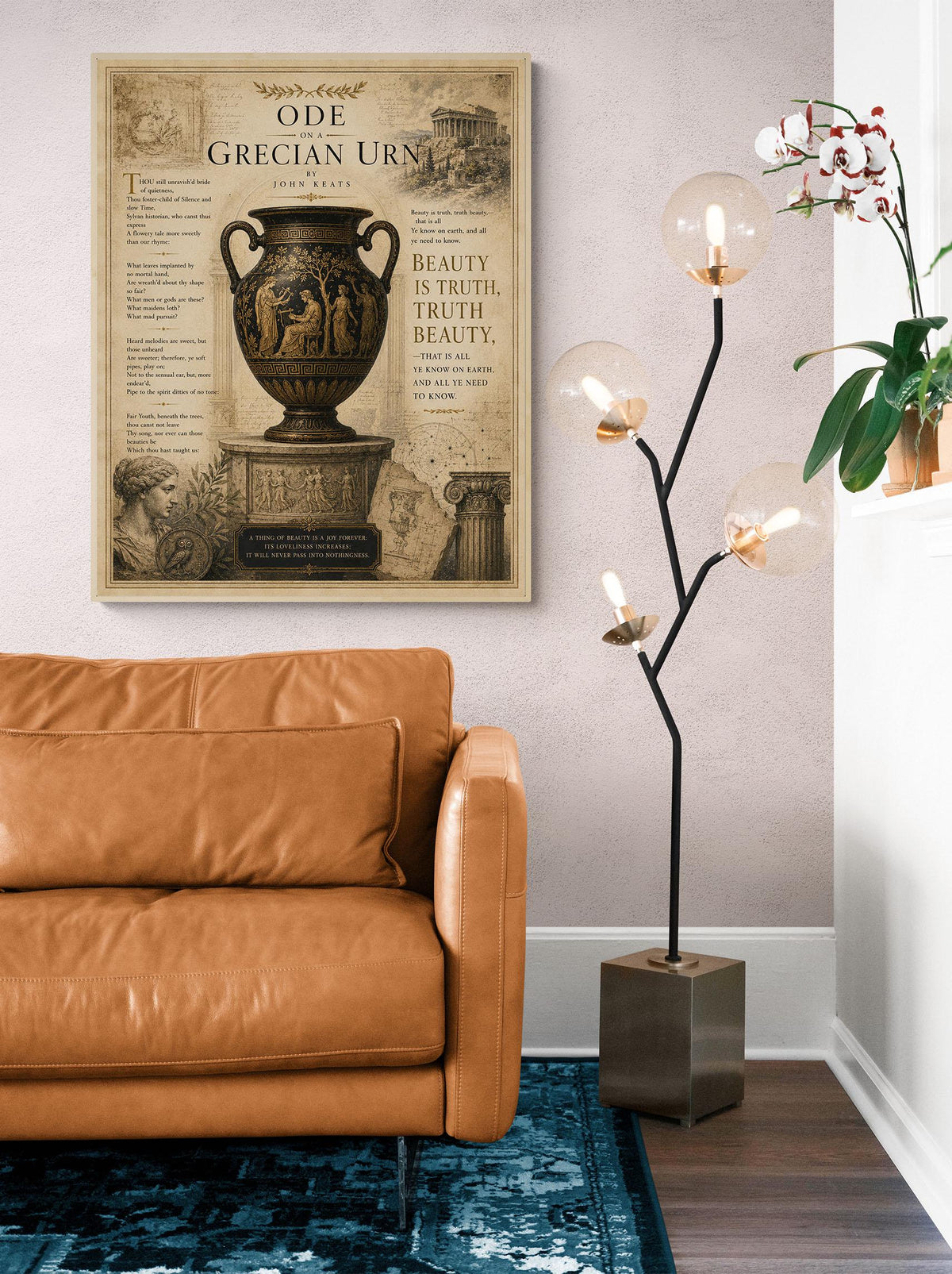 Ode on a Grecian Urn Print by John Keats | Classical Literature Wall Art | Greek Vase Poetry Decor | Dark Academia Gift