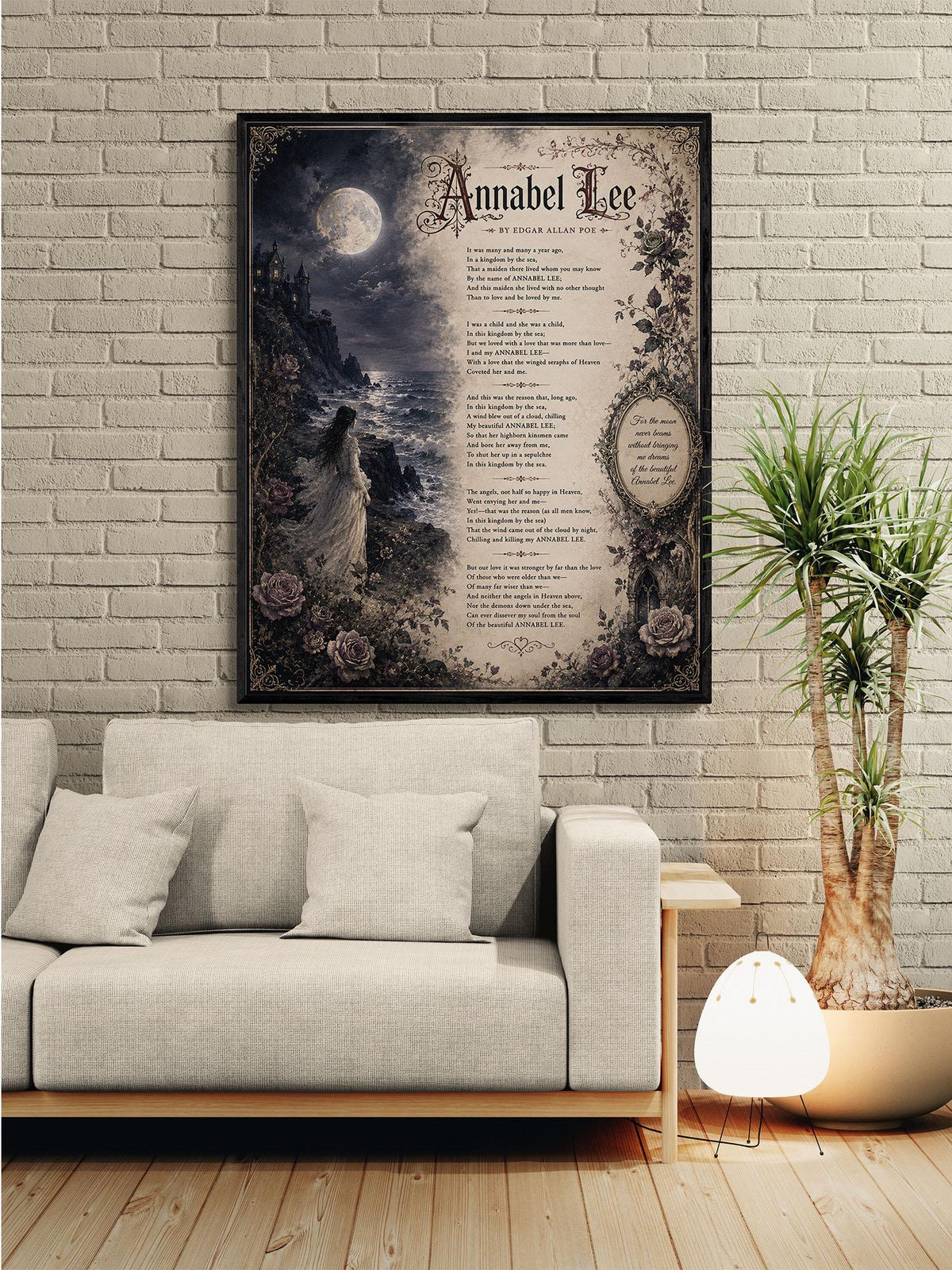 Annabel Lee Poem Print by Edgar Allan Poe | Gothic Romantic Wall Art | Dark Academia Literature Decor | Book Lover Gift