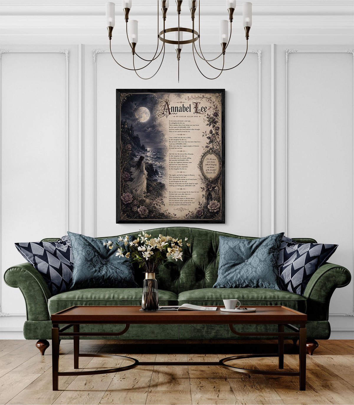 Annabel Lee Poem Print by Edgar Allan Poe | Gothic Romantic Wall Art | Dark Academia Literature Decor | Book Lover Gift
