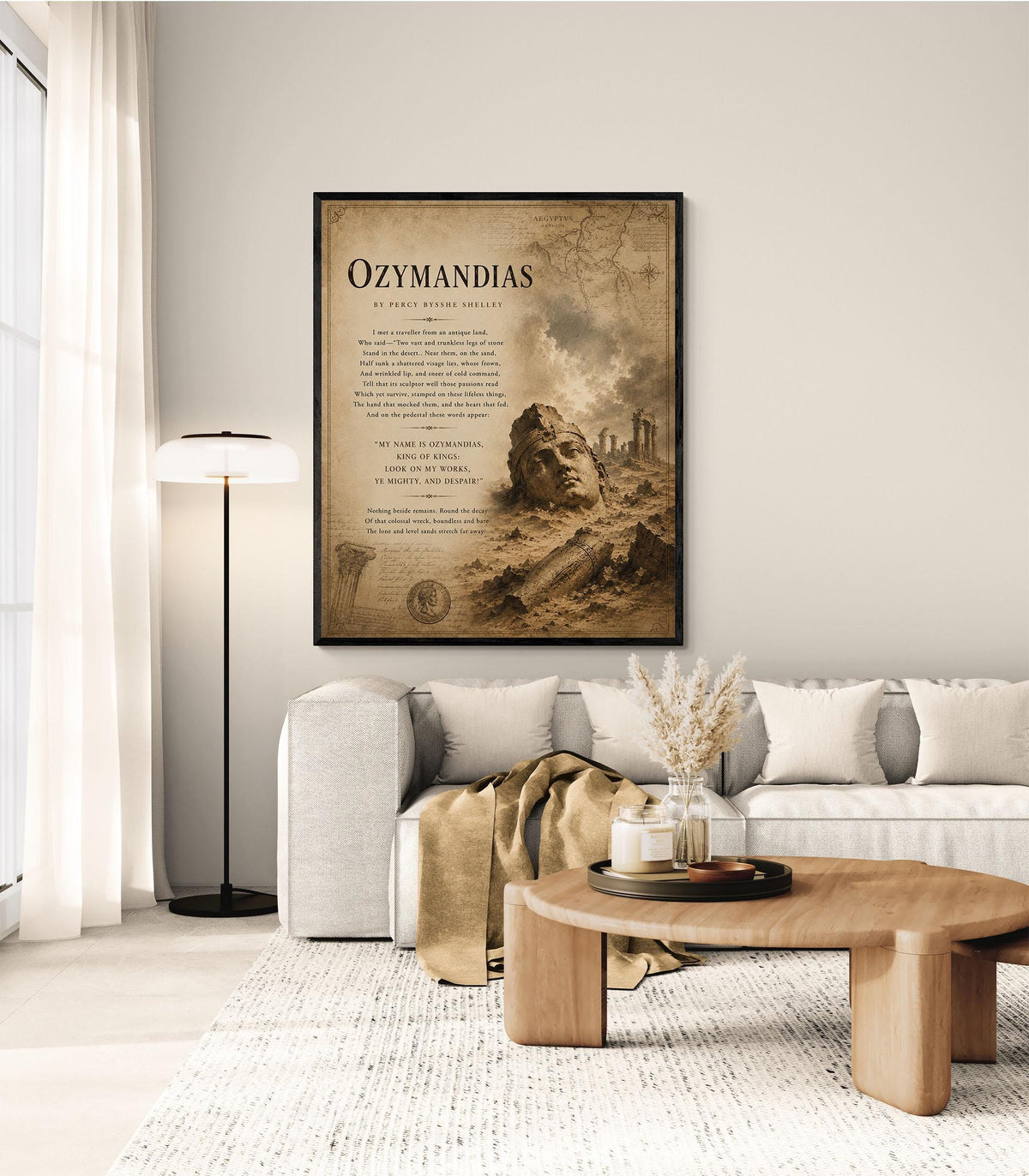 Ozymandias by Percy Bysshe Shelley Print | Classic Poetry Wall Art | Literary Decor | Ancient Egypt | Book Lover Gift