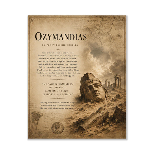 Ozymandias by Percy Bysshe Shelley Print | Classic Poetry Wall Art | Literary Decor | Ancient Egypt | Book Lover Gift