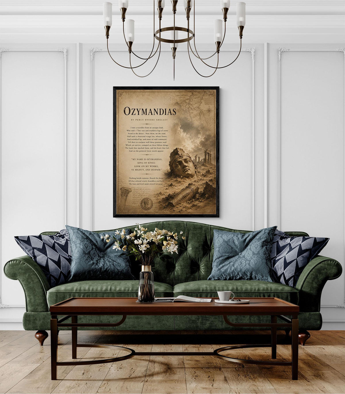 Ozymandias by Percy Bysshe Shelley Print | Classic Poetry Wall Art | Literary Decor | Ancient Egypt | Book Lover Gift