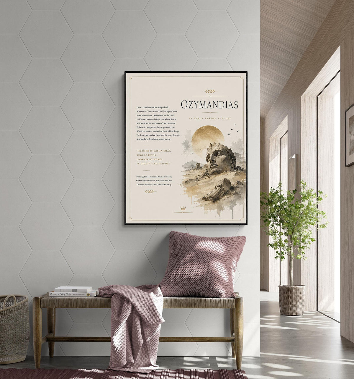 Minimalist Ozymandias Print | Percy Bysshe Shelley Poem Wall Art | Literary Decor | Ancient Egypt Poetry Gift