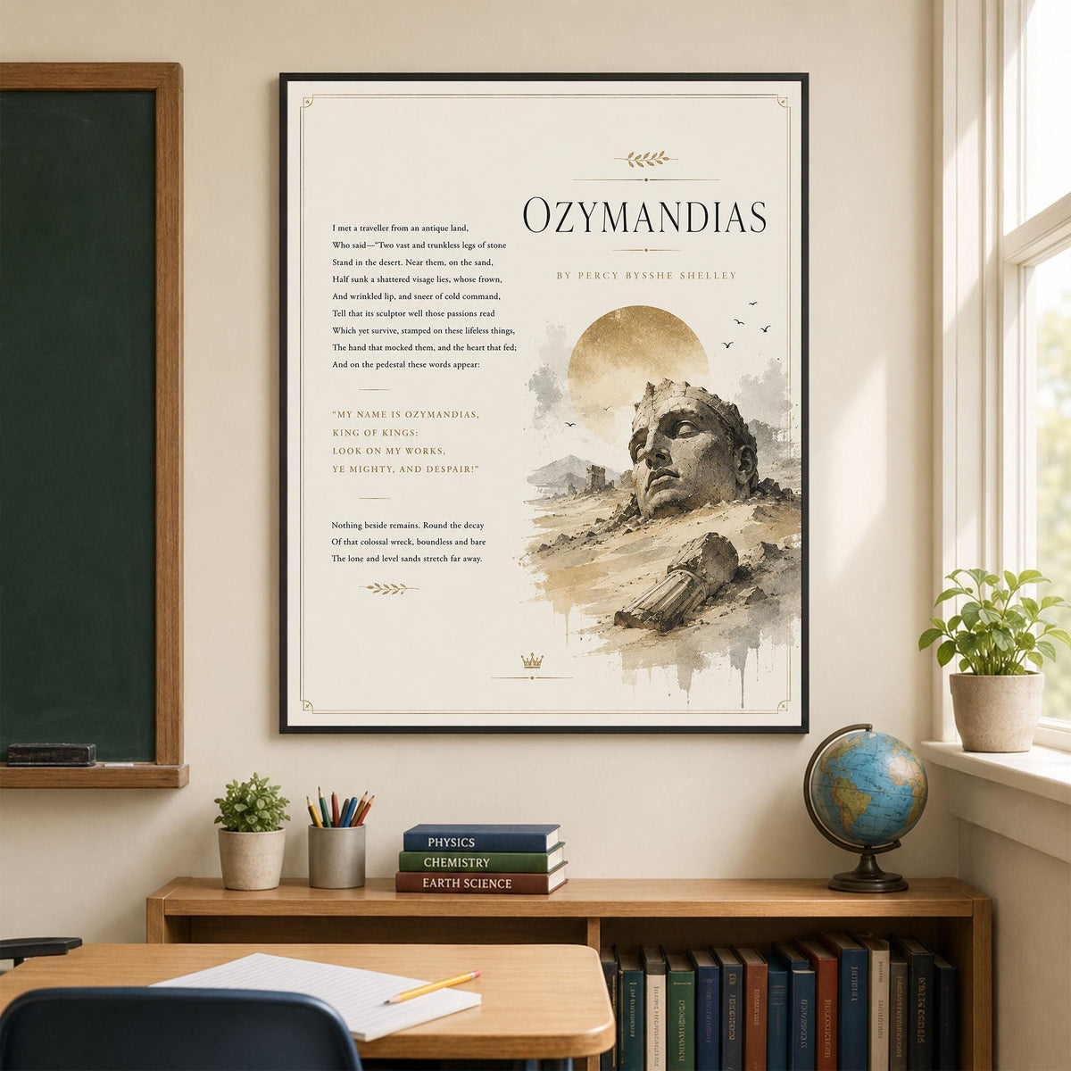 Minimalist Ozymandias Print | Percy Bysshe Shelley Poem Wall Art | Literary Decor | Ancient Egypt Poetry Gift