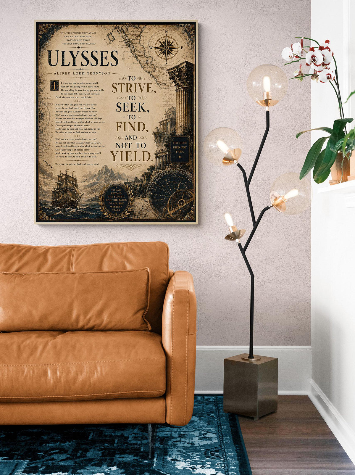 Ulysses by Alfred Lord Tennyson Print | To Strive To Seek To Find Wall Art | Literary Decor | Dark Academia Gift