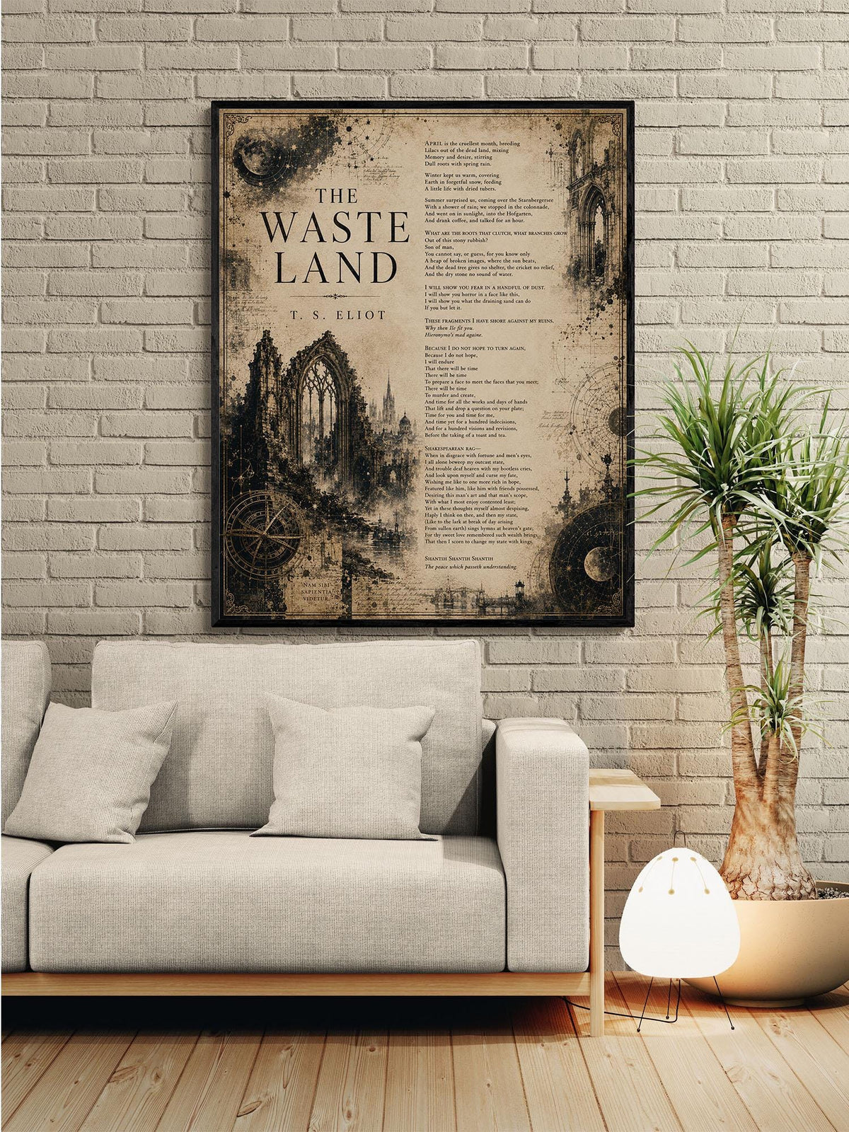 The Waste Land Print | T.S. Eliot Poetry Wall Art | Dark Academia Literary Decor | Gothic Library Art Gift
