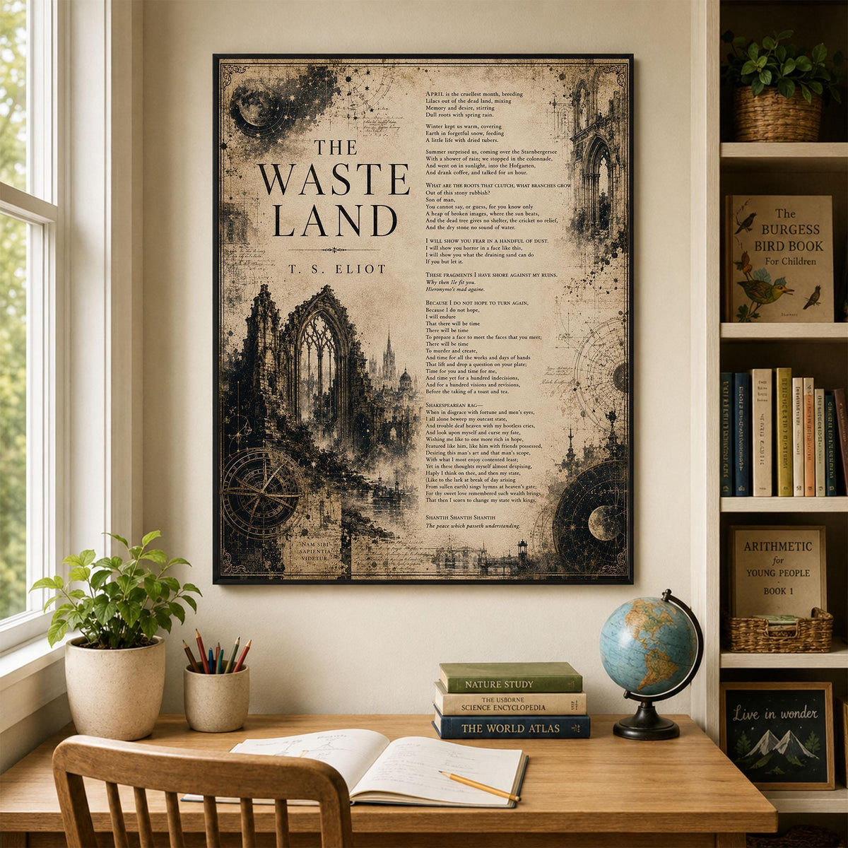 The Waste Land Print | T.S. Eliot Poetry Wall Art | Dark Academia Literary Decor | Gothic Library Art Gift