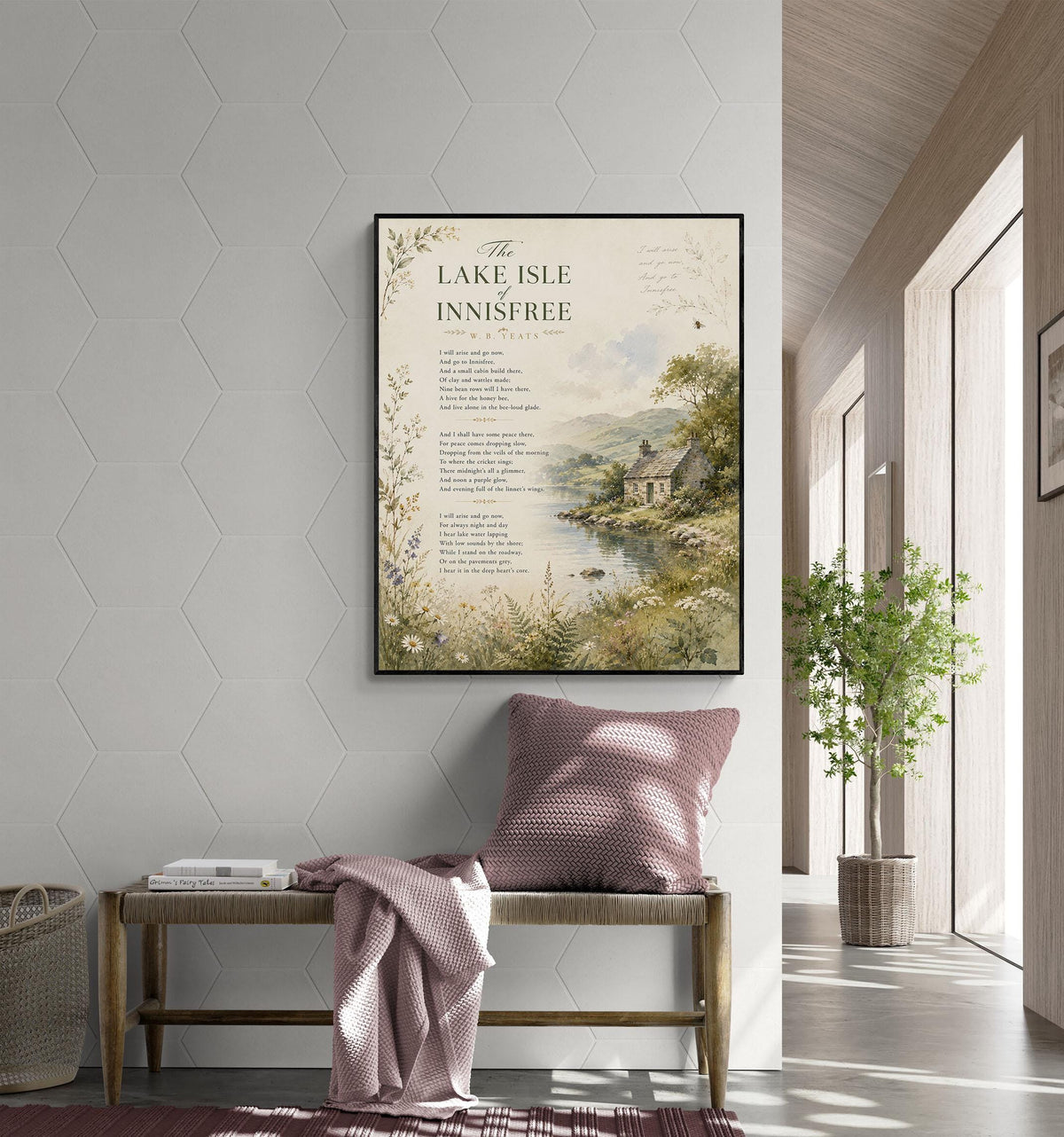 Lake Isle of Innisfree Print | W.B. Yeats Poetry Wall Art | Cottagecore Landscape Decor | Literary Gift