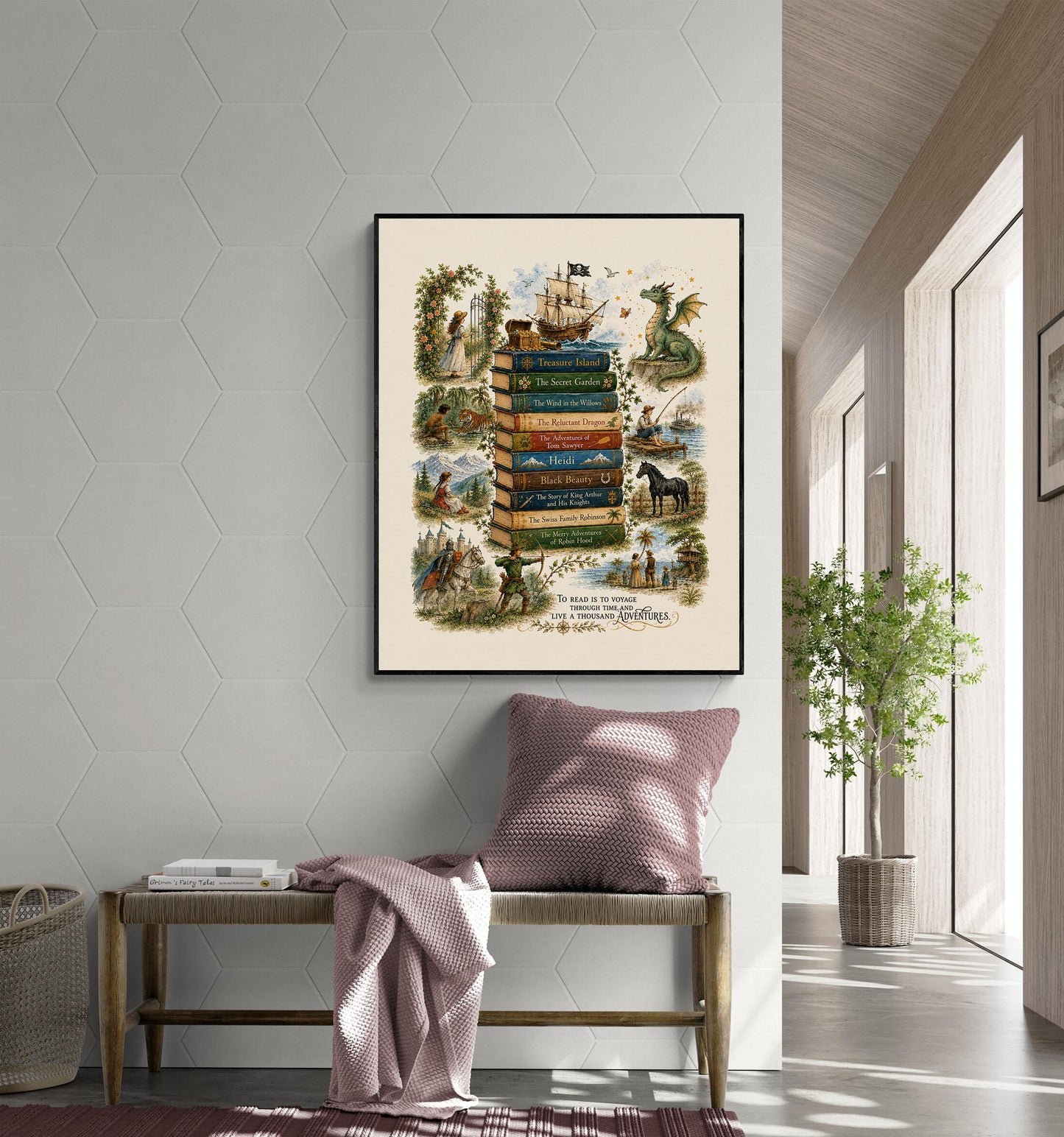 Children's Classic Books Wall Art Print | Literary Nursery Home Decor | Reading Room | Kids Literature | Literary Poster