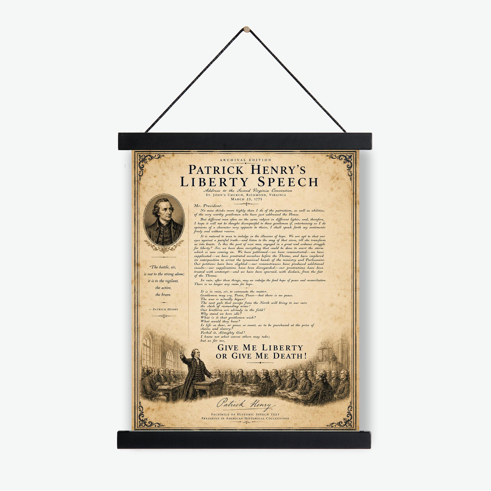 Give Me Liberty Wall Art Print | Patrick Henry's Liberty Speech | American Revolution | Historical Americana | Vintage Patriotic Home Decor