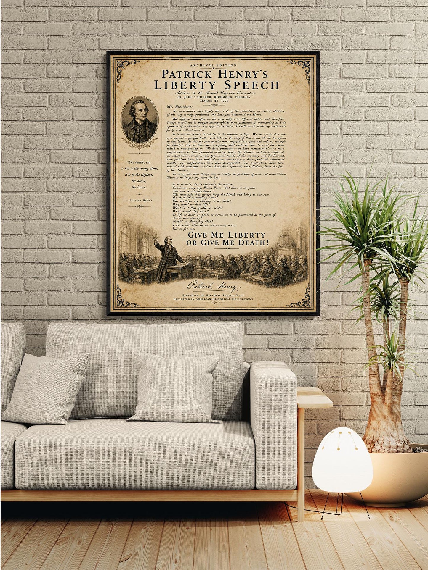 Give Me Liberty Wall Art Print | Patrick Henry's Liberty Speech | American Revolution | Historical Americana | Vintage Patriotic Home Decor