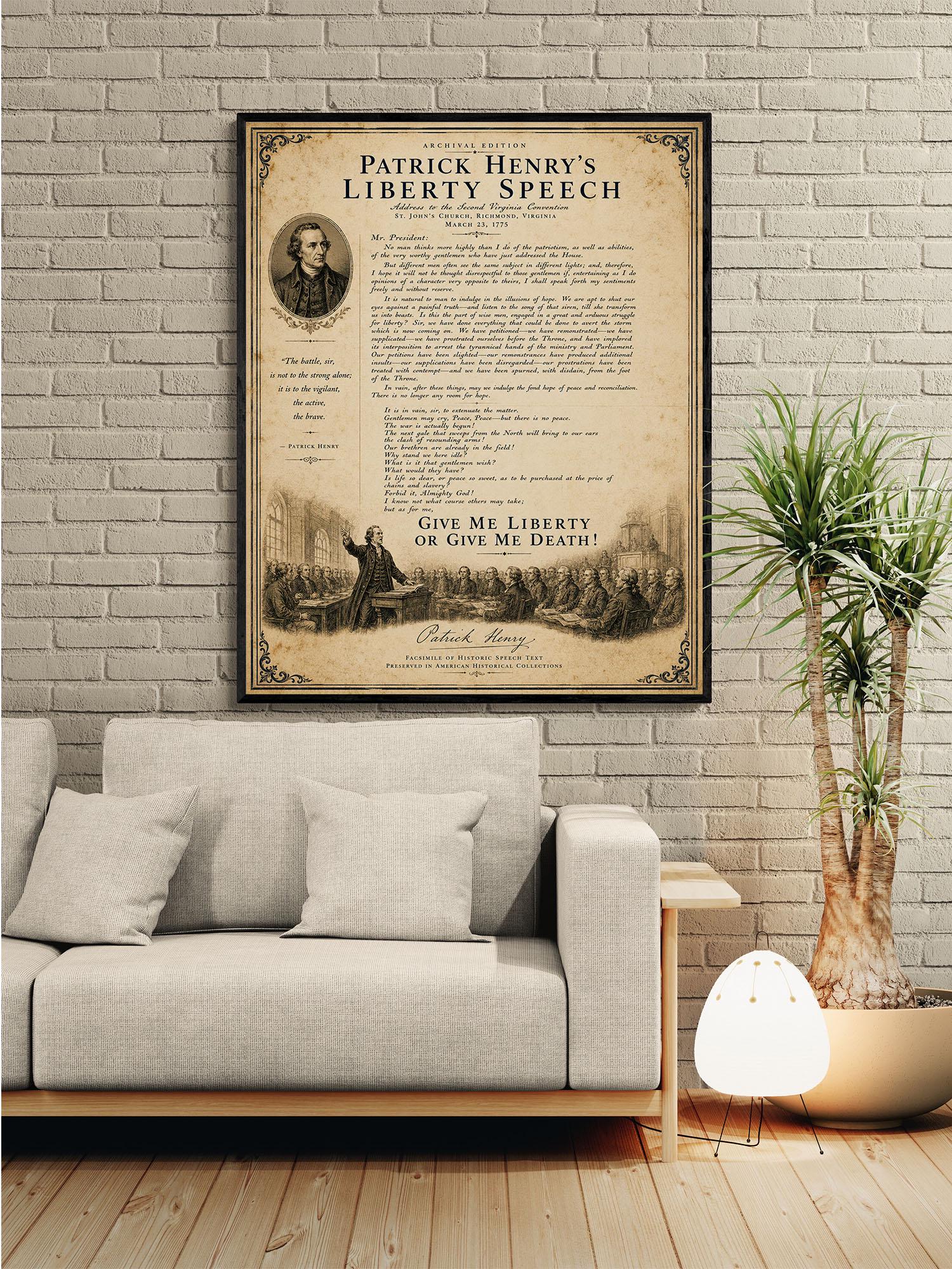 Give Me Liberty Wall Art Print | Patrick Henry's Liberty Speech | American Revolution | Historical Americana | Vintage Patriotic Home Decor