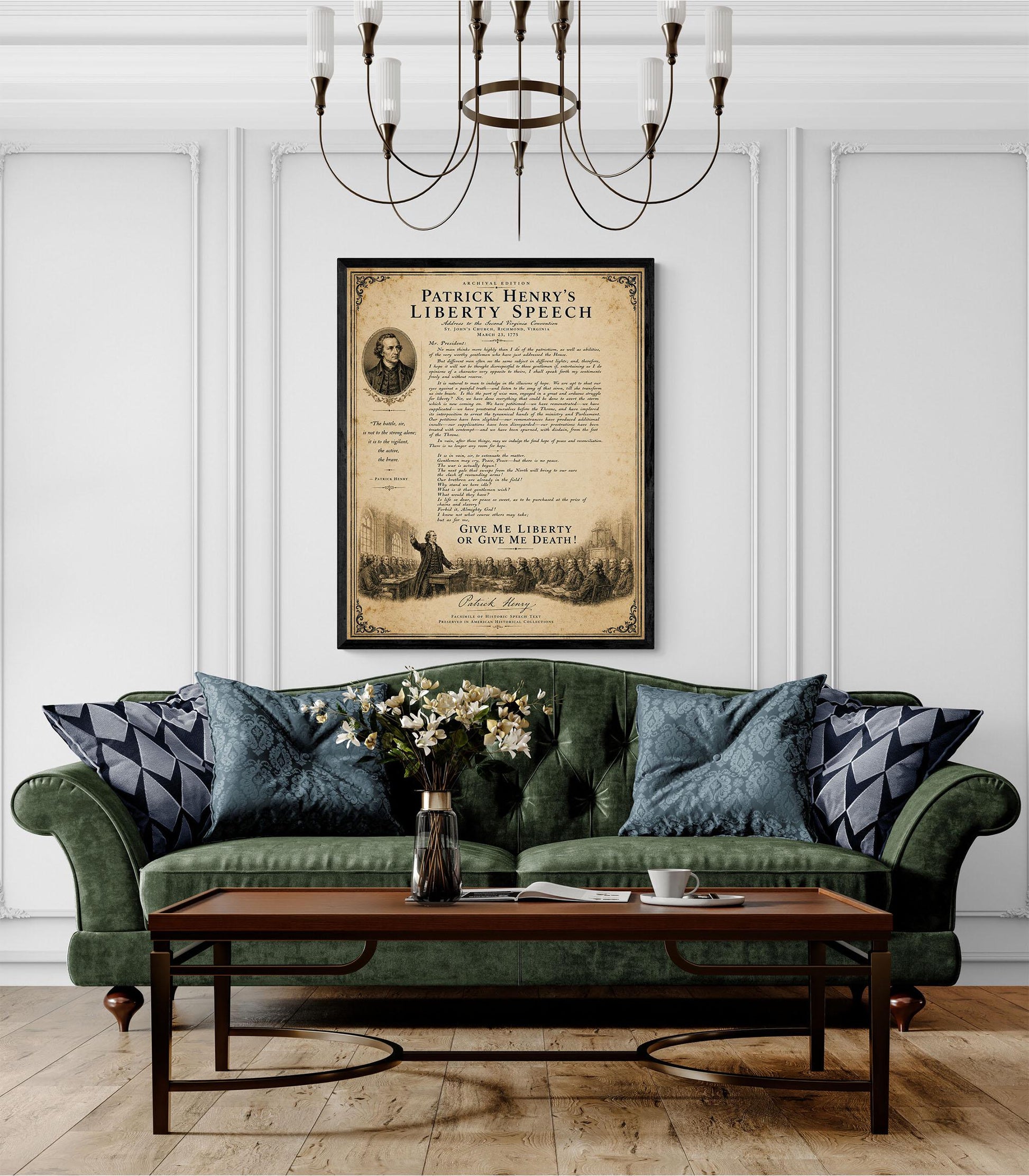 Give Me Liberty Wall Art Print | Patrick Henry's Liberty Speech | American Revolution | Historical Americana | Vintage Patriotic Home Decor