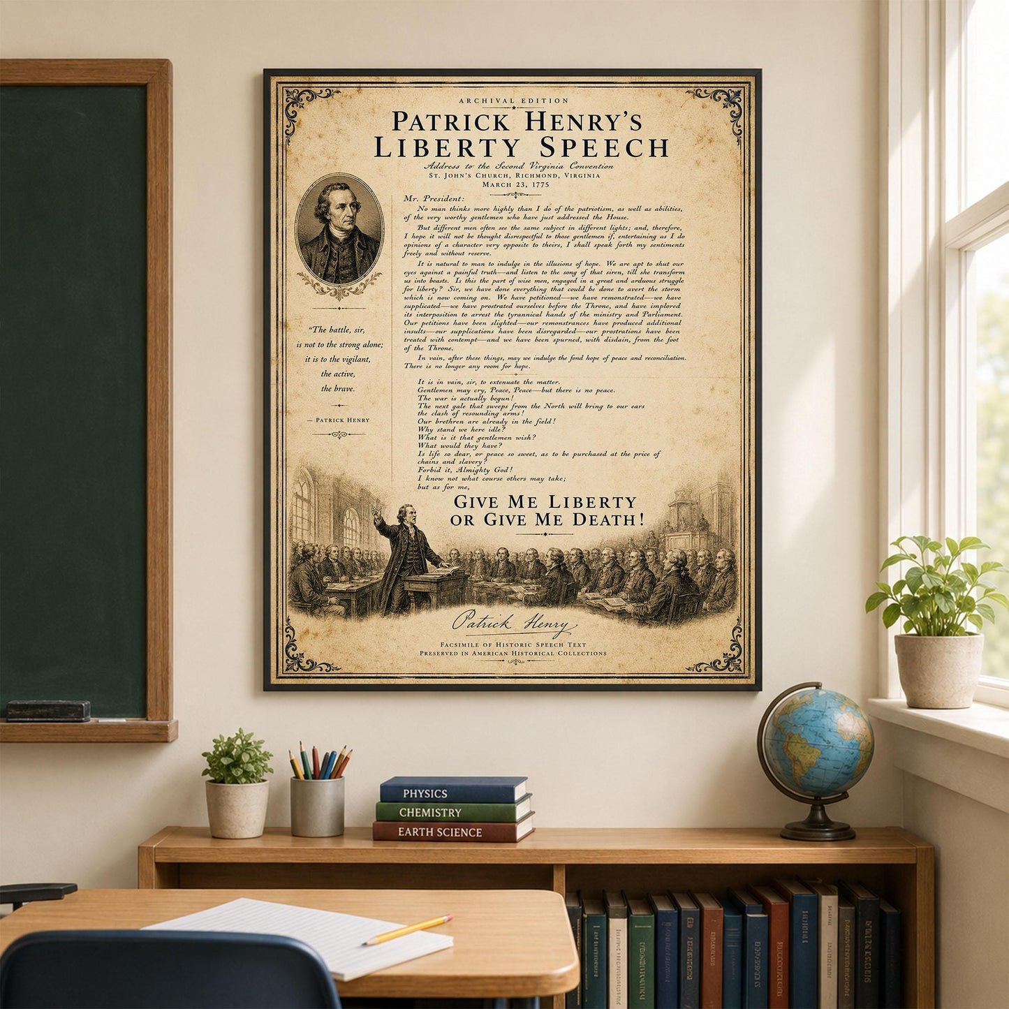 Give Me Liberty Wall Art Print | Patrick Henry's Liberty Speech | American Revolution | Historical Americana | Vintage Patriotic Home Decor
