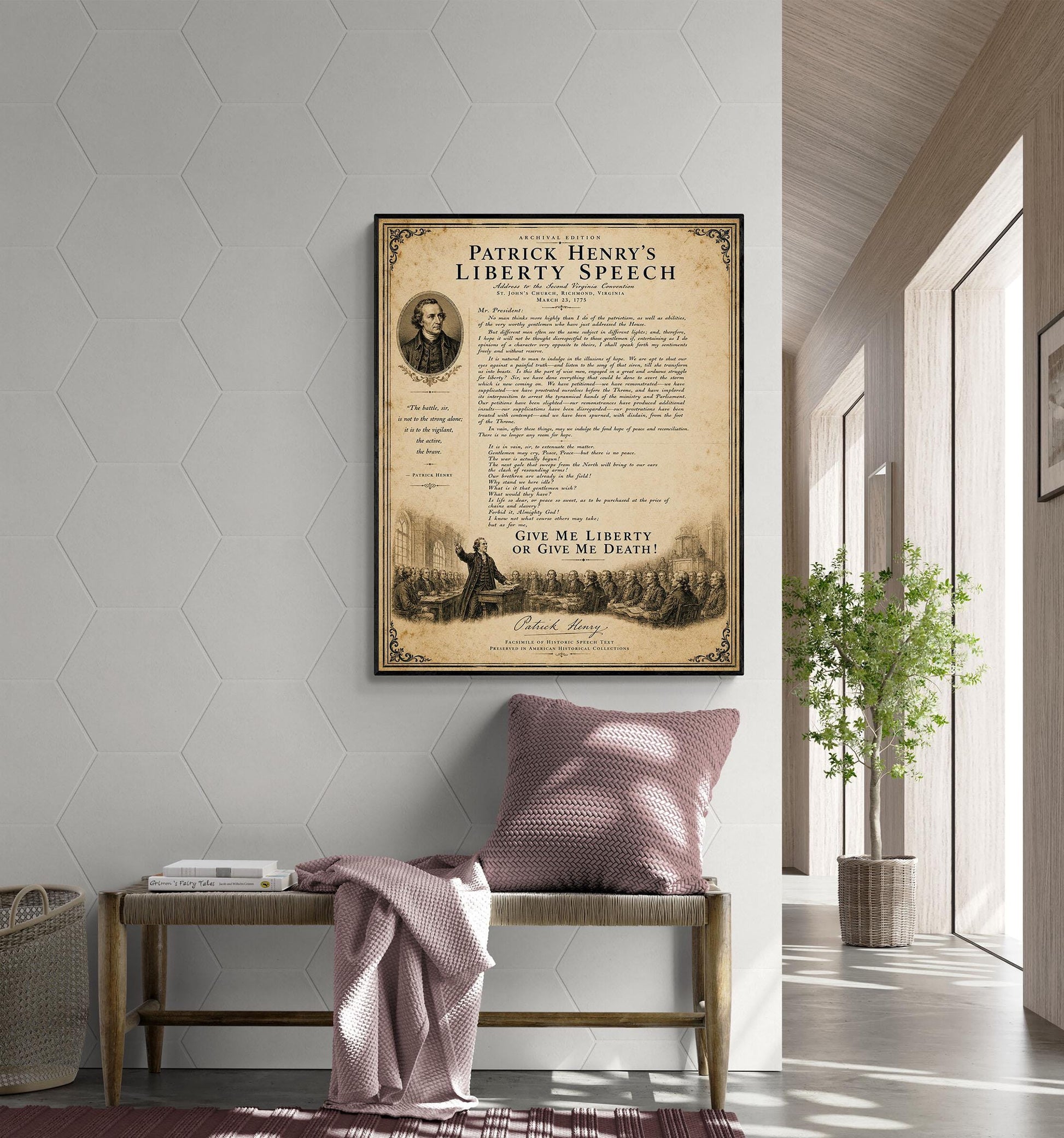 Give Me Liberty Wall Art Print | Patrick Henry's Liberty Speech | American Revolution | Historical Americana | Vintage Patriotic Home Decor