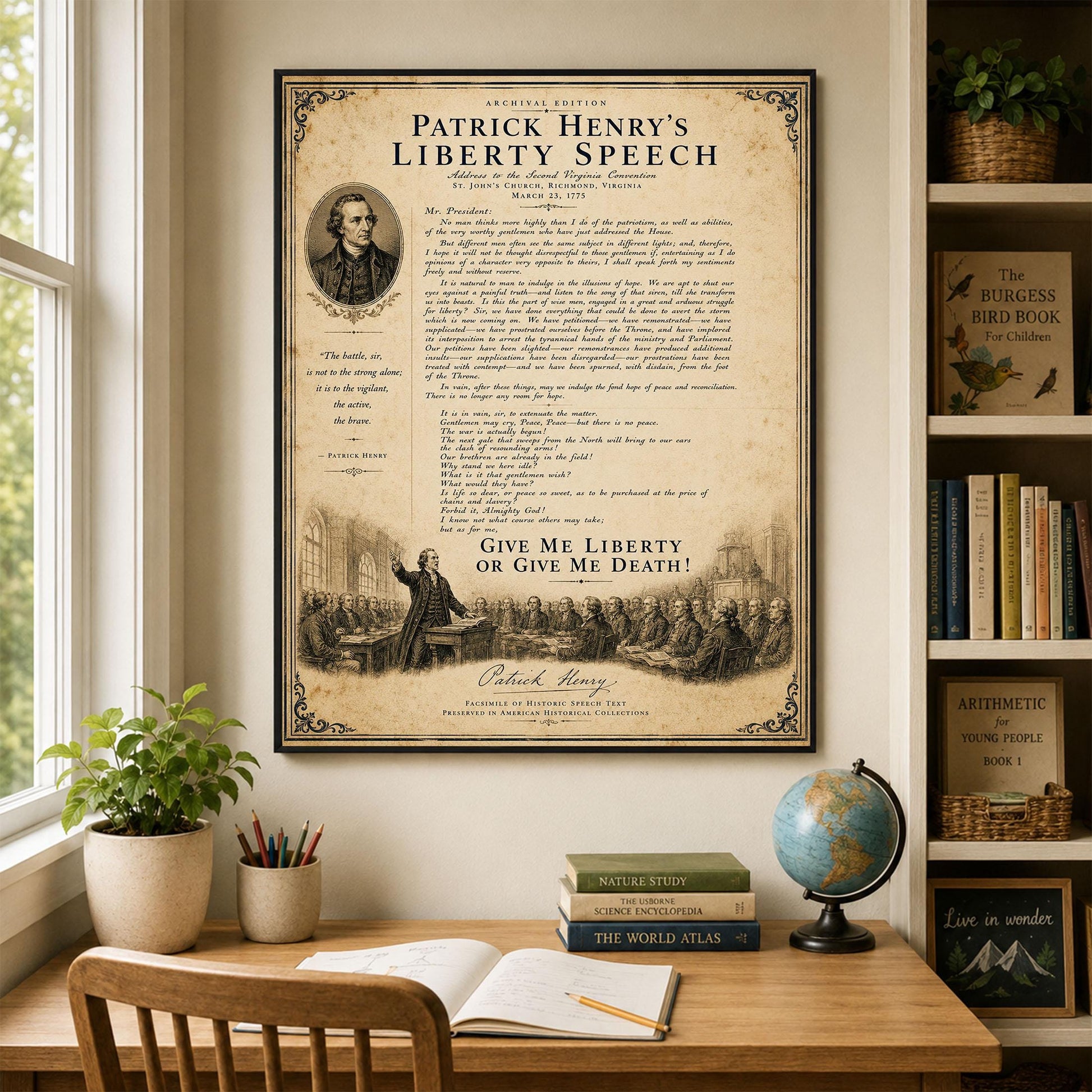 Give Me Liberty Wall Art Print | Patrick Henry's Liberty Speech | American Revolution | Historical Americana | Vintage Patriotic Home Decor