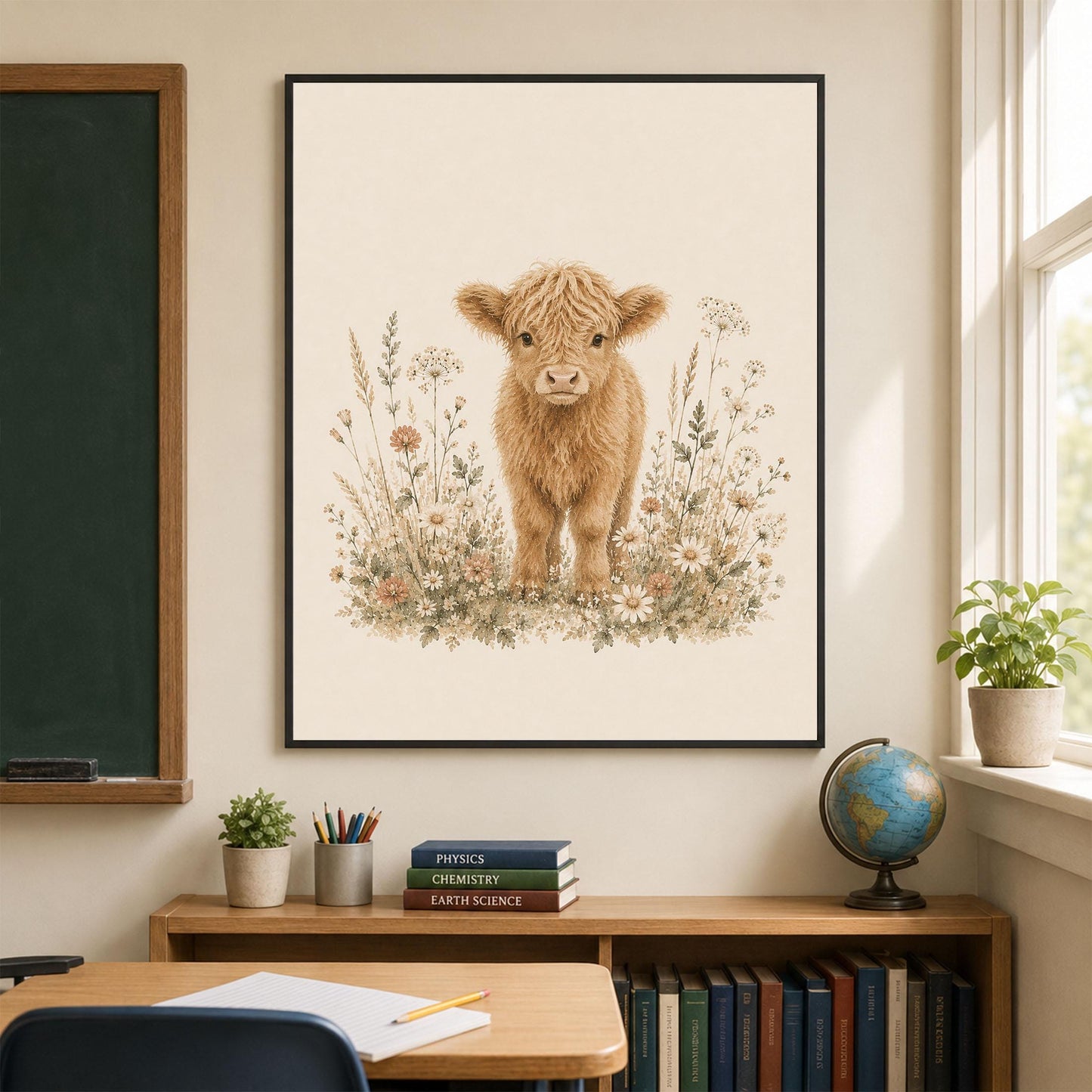 Baby Calf Nursery Wall Art Print | Children’s Home Decor | Cow Farmhouse | For Boy | Kids | Girl | Cottage core | Poster