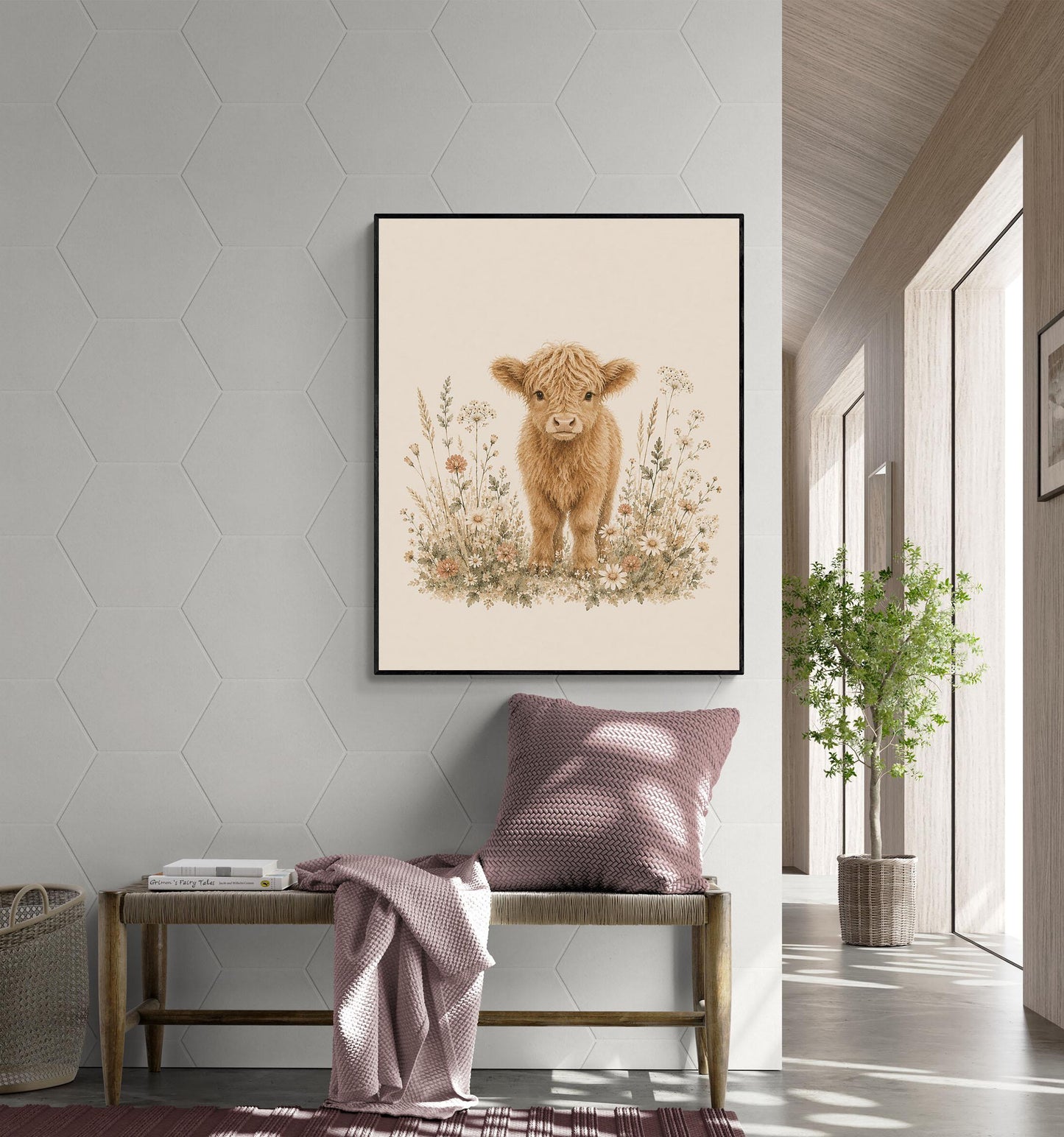 Baby Calf Nursery Wall Art Print | Children’s Home Decor | Cow Farmhouse | For Boy | Kids | Girl | Cottage core | Poster