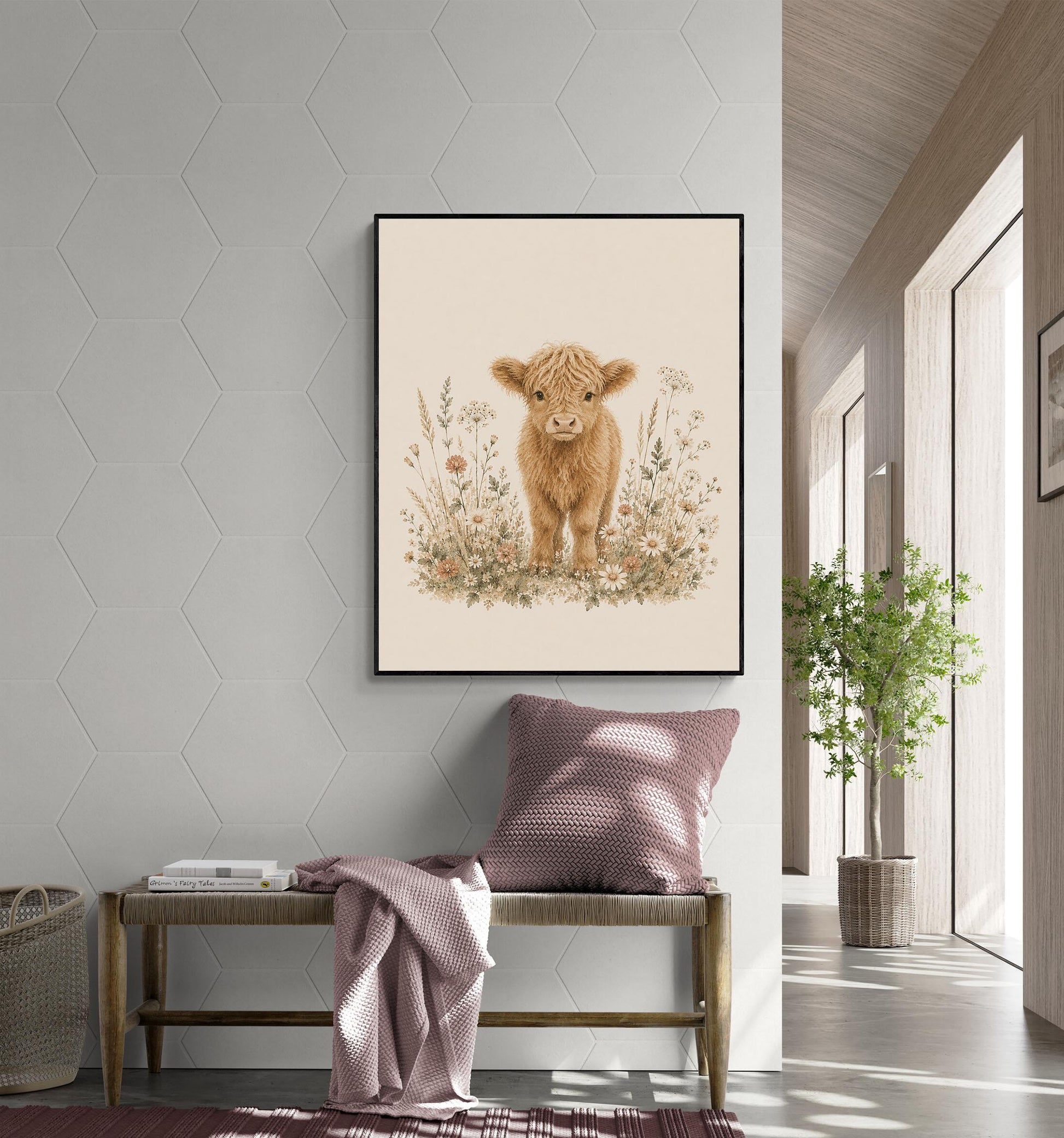 Baby Calf Nursery Wall Art Print | Children’s Home Decor | Cow Farmhouse | For Boy | Kids | Girl | Cottage core | Poster