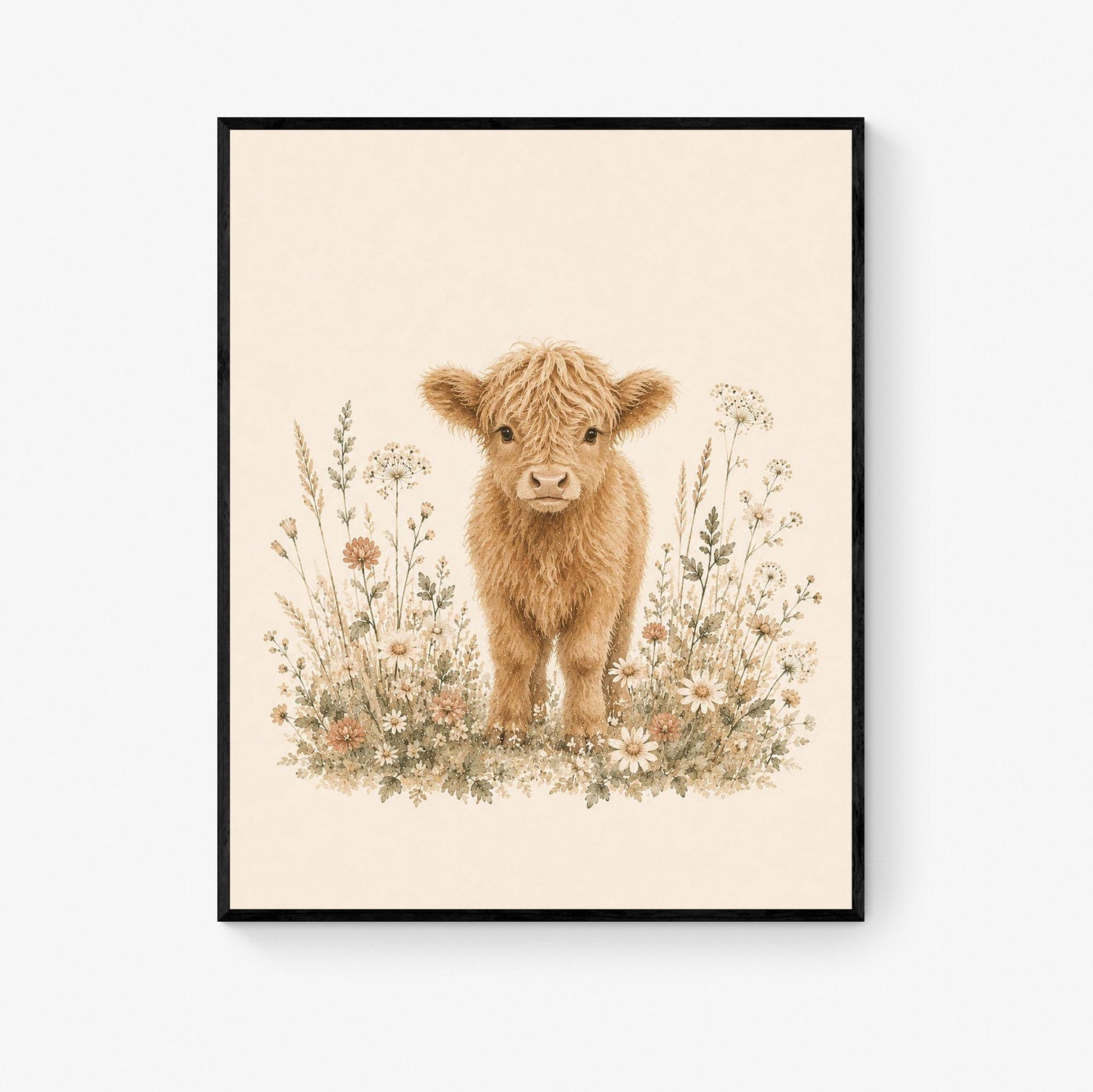 Baby Calf Nursery Wall Art Print | Children’s Home Decor | Cow Farmhouse | For Boy | Kids | Girl | Cottage core | Poster