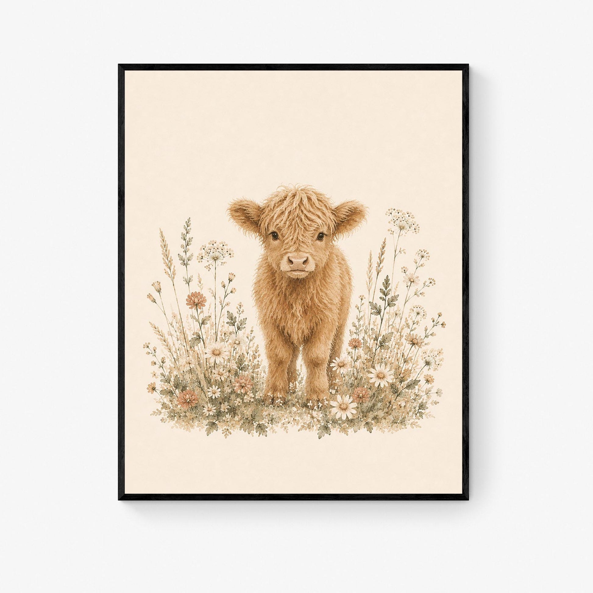 Baby Calf Nursery Wall Art Print | Children’s Home Decor | Cow Farmhouse | For Boy | Kids | Girl | Cottage core | Poster
