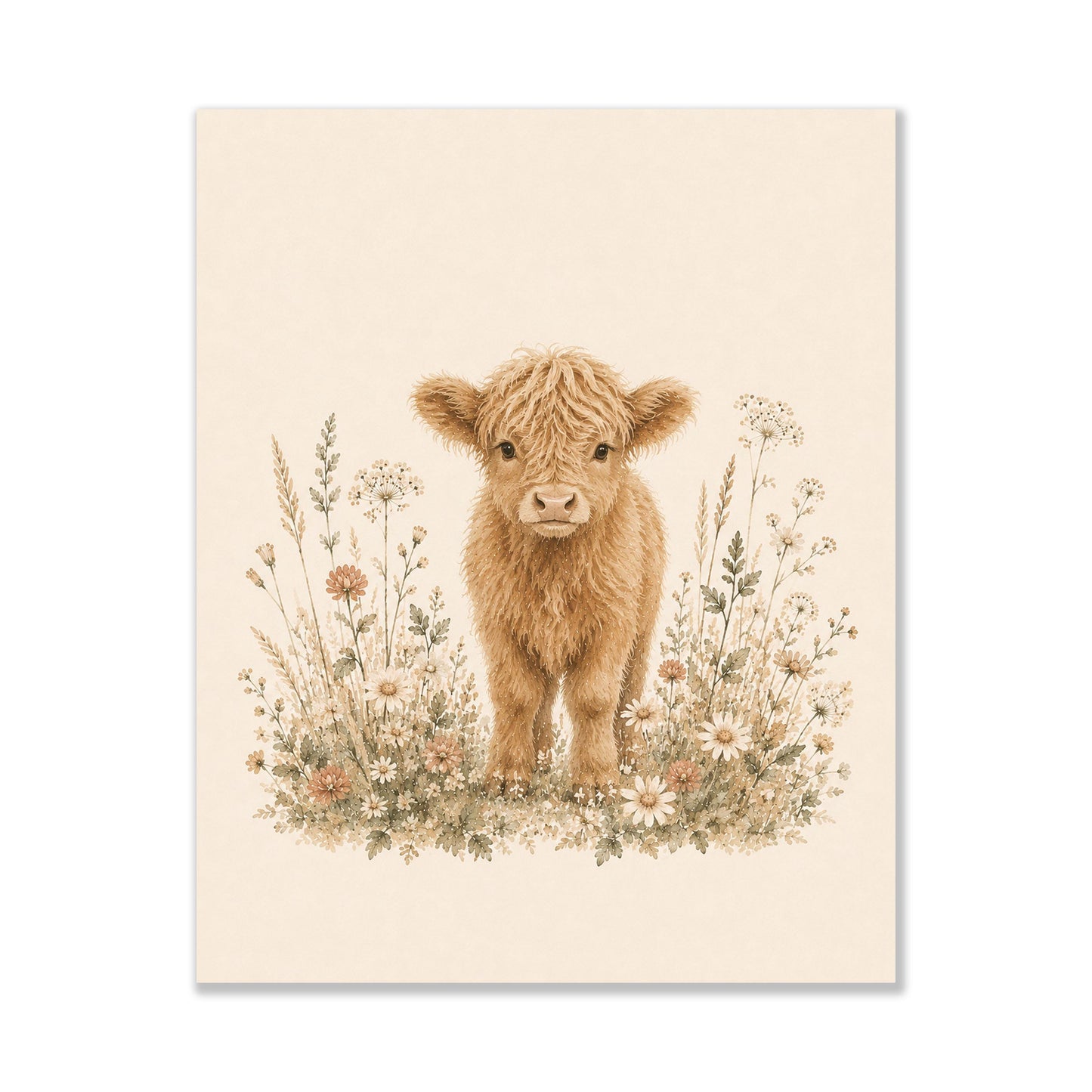 Baby Calf Nursery Wall Art Print | Children’s Home Decor | Cow Farmhouse | For Boy | Kids | Girl | Cottage core | Poster
