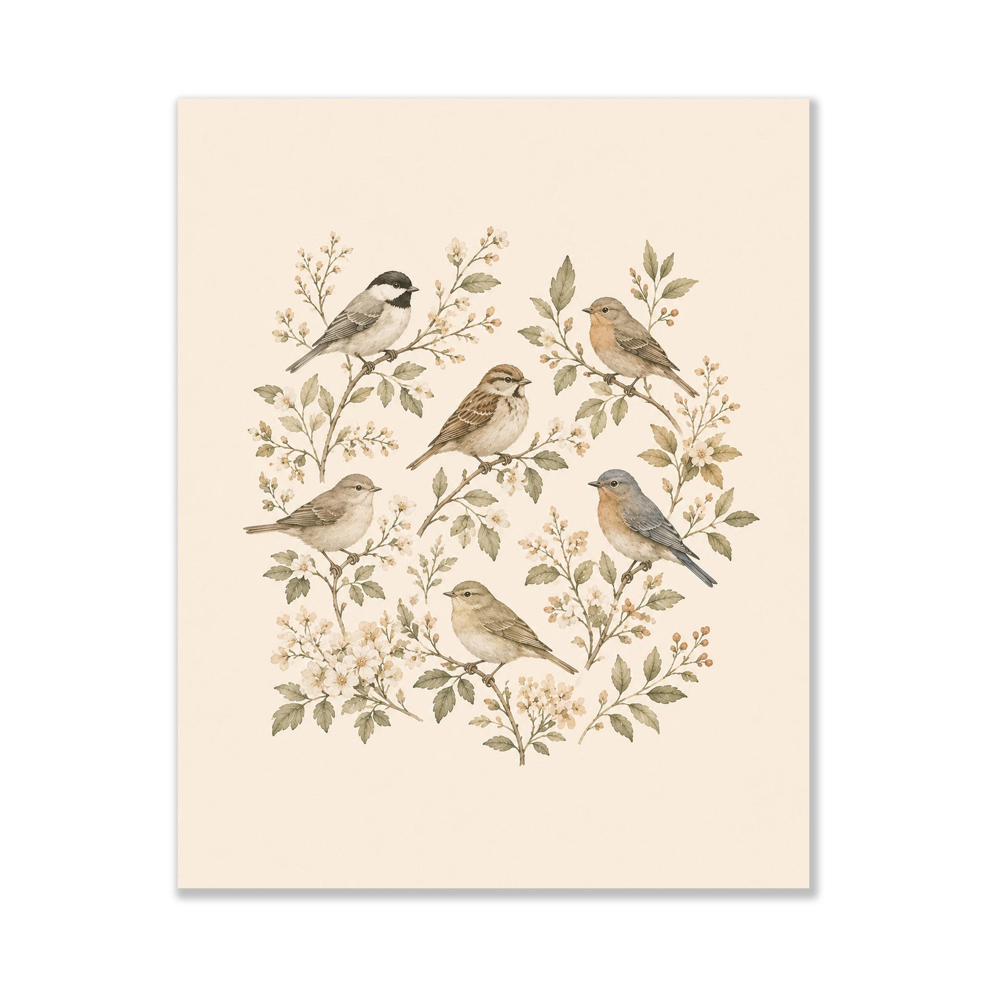 Vintage Bird Nursery Wall Art Print | Children’s Home Decor | Botanical Garden | For Boy | Kids | Girl | Cottage core | Artwork