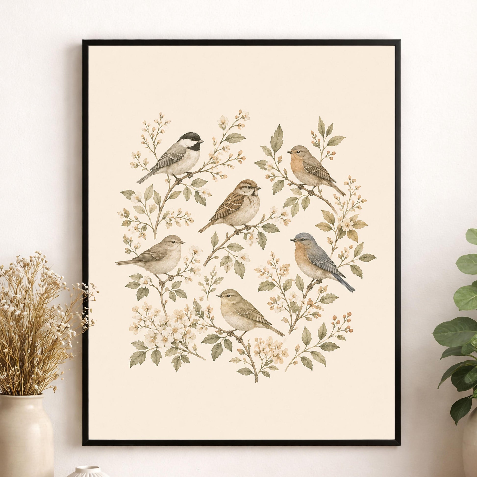 Vintage Bird Nursery Wall Art Print | Children’s Home Decor | Botanical Garden | For Boy | Kids | Girl | Cottage core | Artwork