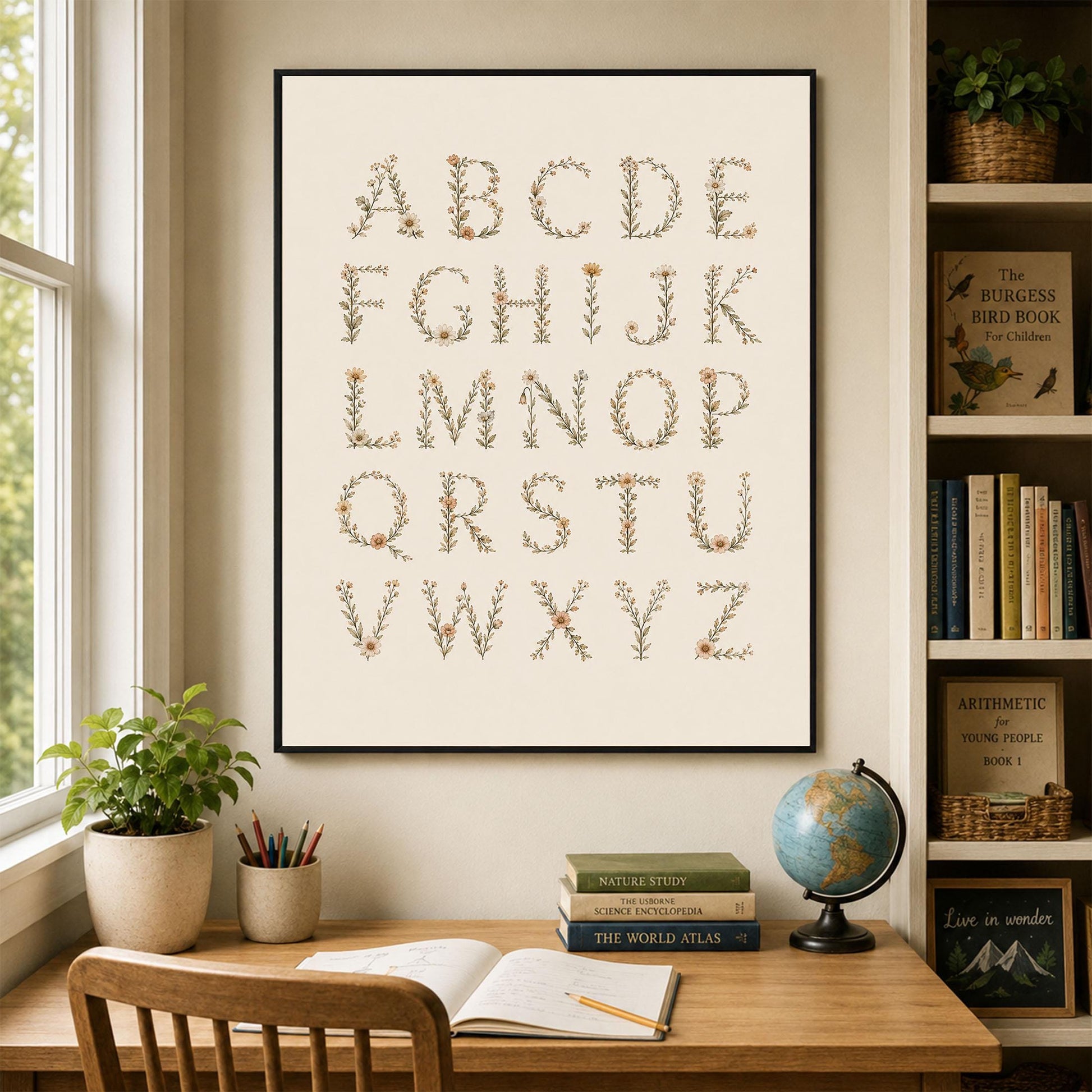 Floral Alphabet Nursery Wall Art Print | Children’s Home Decor | Botanical ABC | For Boy | Kids | Girl | Cottage core | Artwork