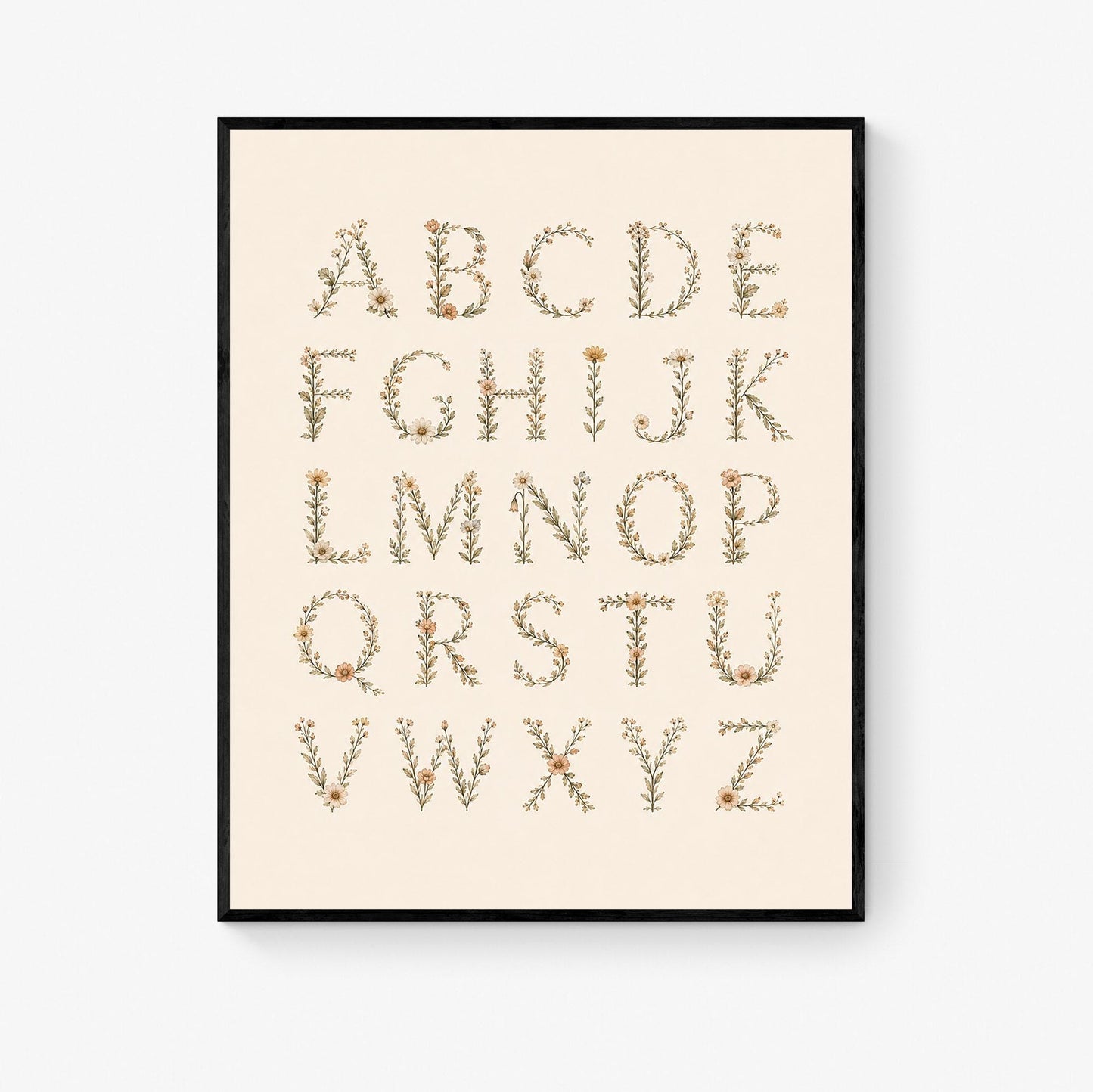 Floral Alphabet Nursery Wall Art Print | Children’s Home Decor | Botanical ABC | For Boy | Kids | Girl | Cottage core | Artwork