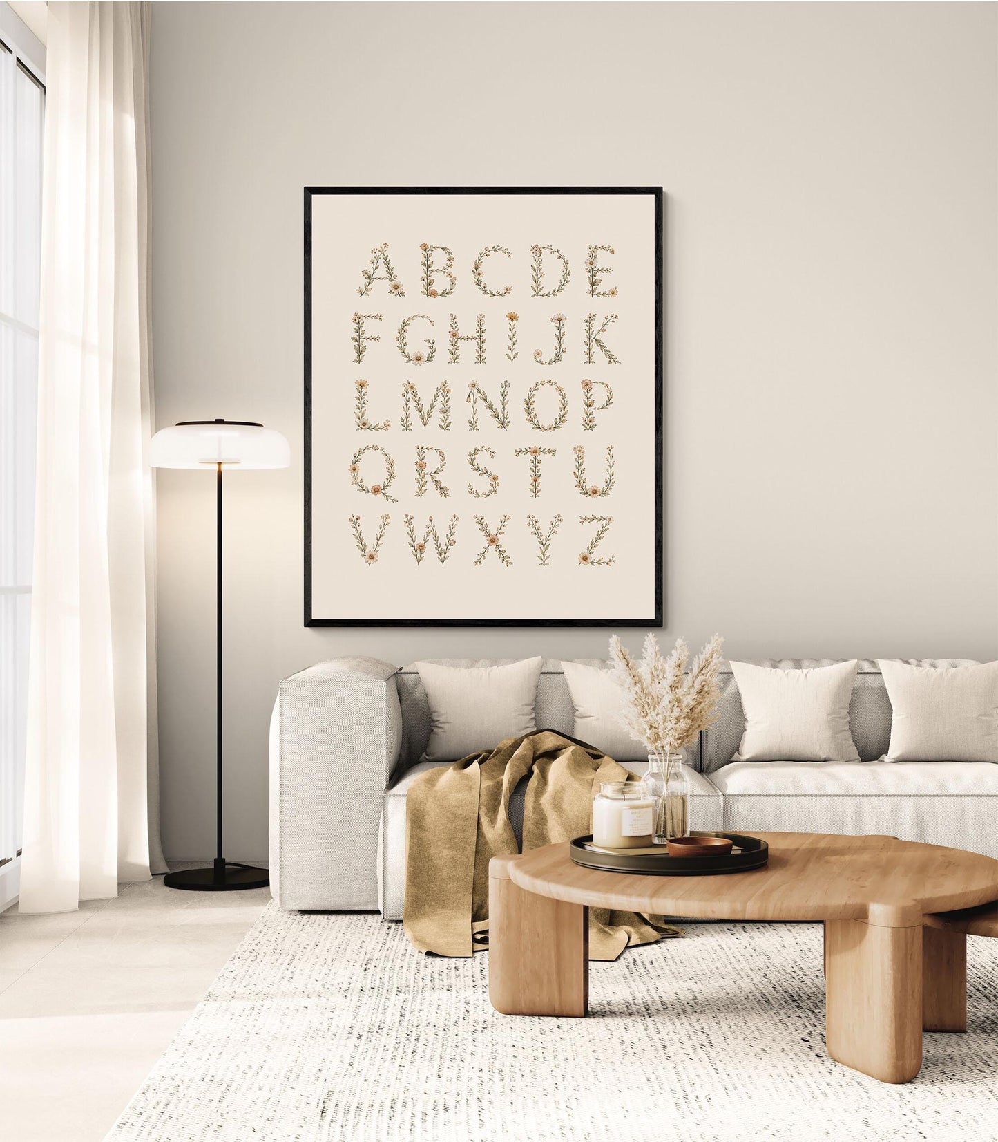Floral Alphabet Nursery Wall Art Print | Children’s Home Decor | Botanical ABC | For Boy | Kids | Girl | Cottage core | Artwork