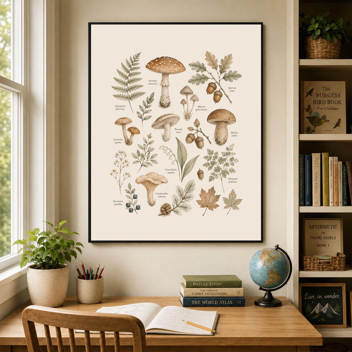 Vintage Botanical Mushroom Nursery Wall Art Print | Children’s Home Decor | For Boy | Kids | Girl | Cottage core | Natural History Artwork