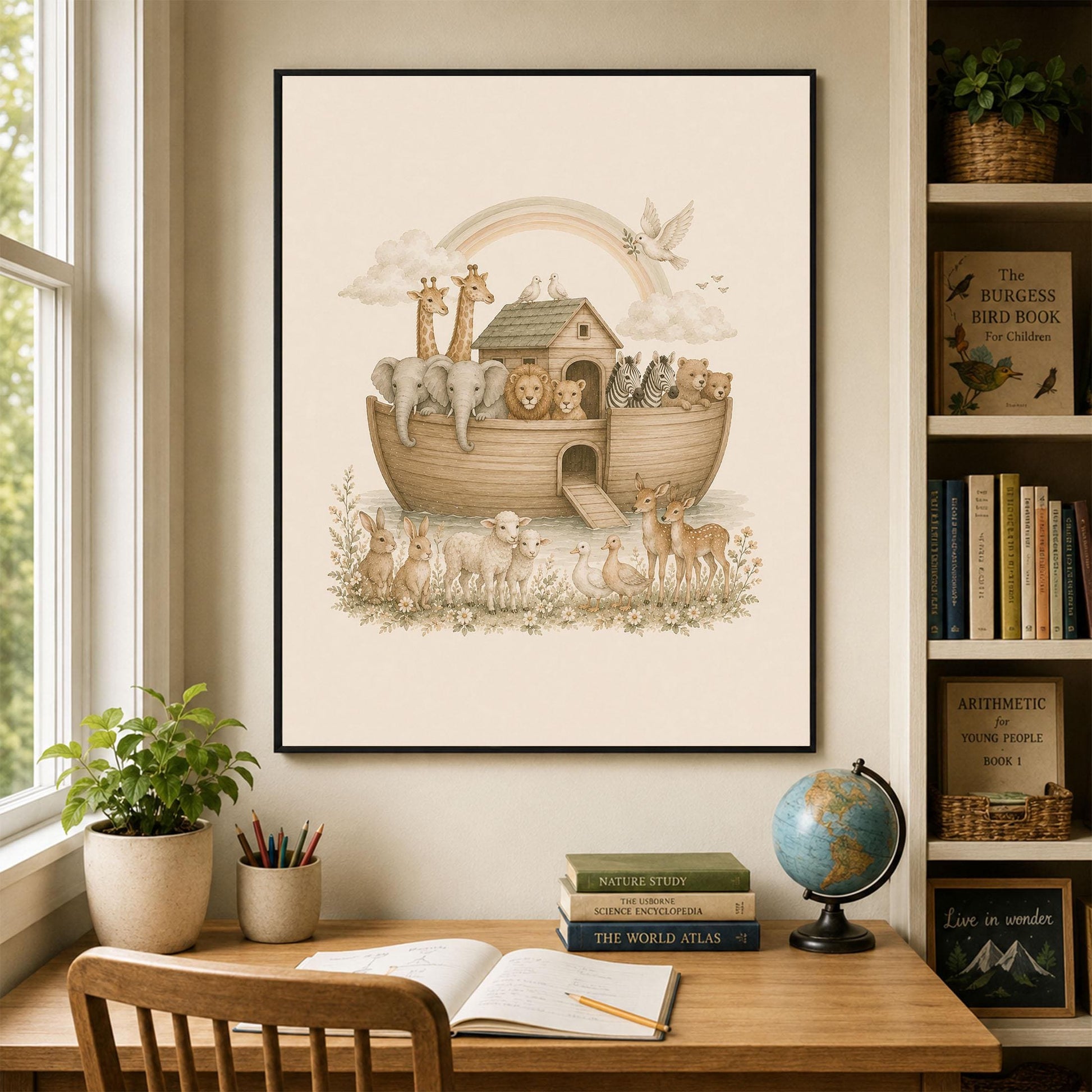 Noah’s Ark Nursery Wall Art Print | Children’s Home Decor | Bible Story | Animal | For Boy | Kids | Girl | Cottage core | Family Artwork