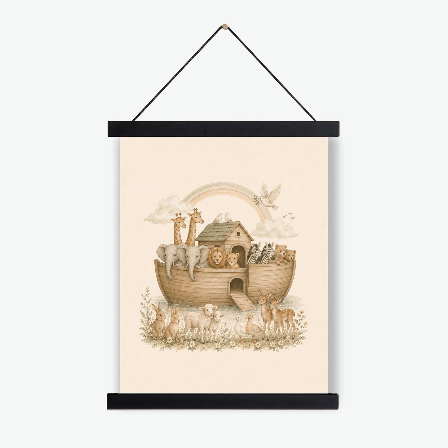 Noah’s Ark Nursery Wall Art Print | Children’s Home Decor | Bible Story | Animal | For Boy | Kids | Girl | Cottage core | Family Artwork