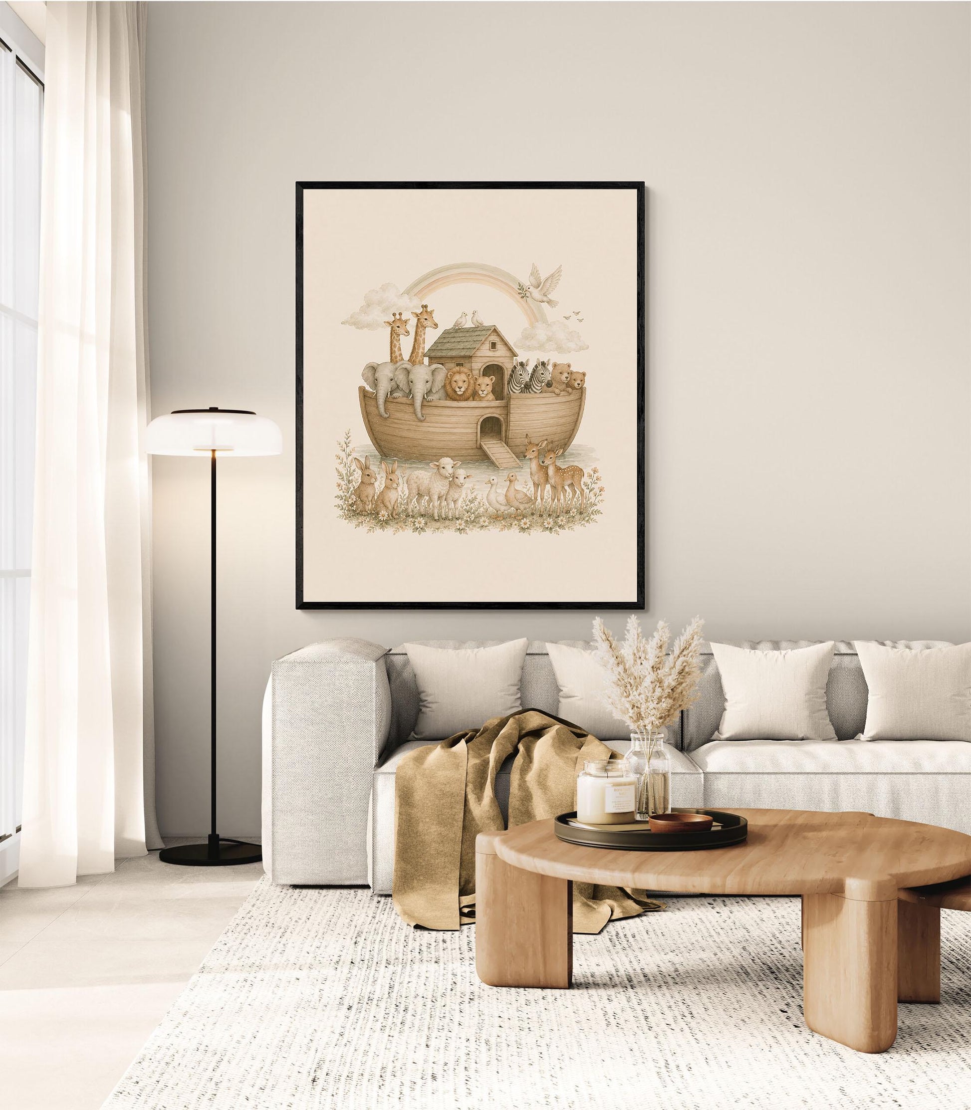 Noah’s Ark Nursery Wall Art Print | Children’s Home Decor | Bible Story | Animal | For Boy | Kids | Girl | Cottage core | Family Artwork