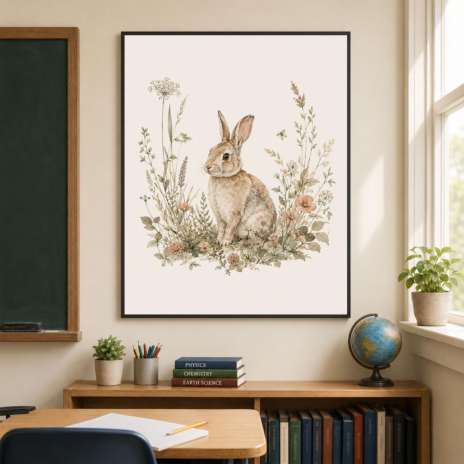 Bunny Rabbit Nursery Wall Art Print | Children’s Home Decor | Woodland Animal | Forest | Boy | Kids | Girl | Cottage Core | Family Artwork