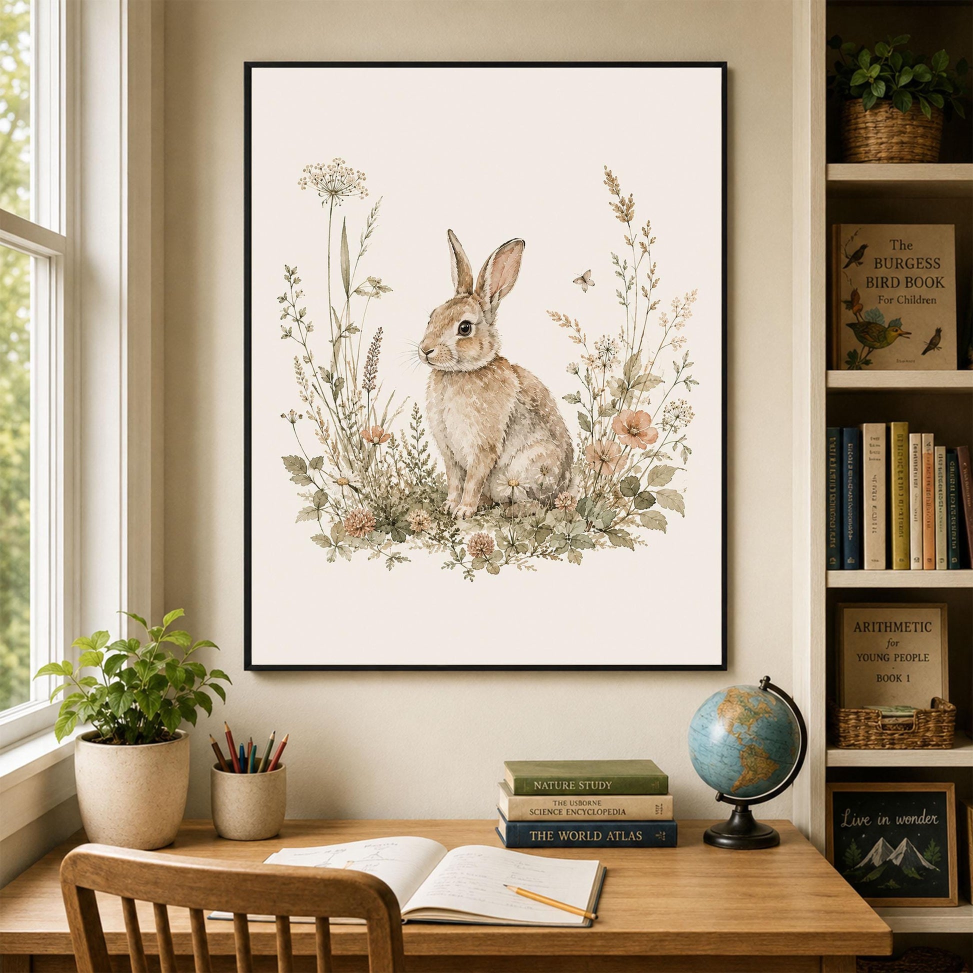 Bunny Rabbit Nursery Wall Art Print | Children’s Home Decor | Woodland Animal | Forest | Boy | Kids | Girl | Cottage Core | Family Artwork